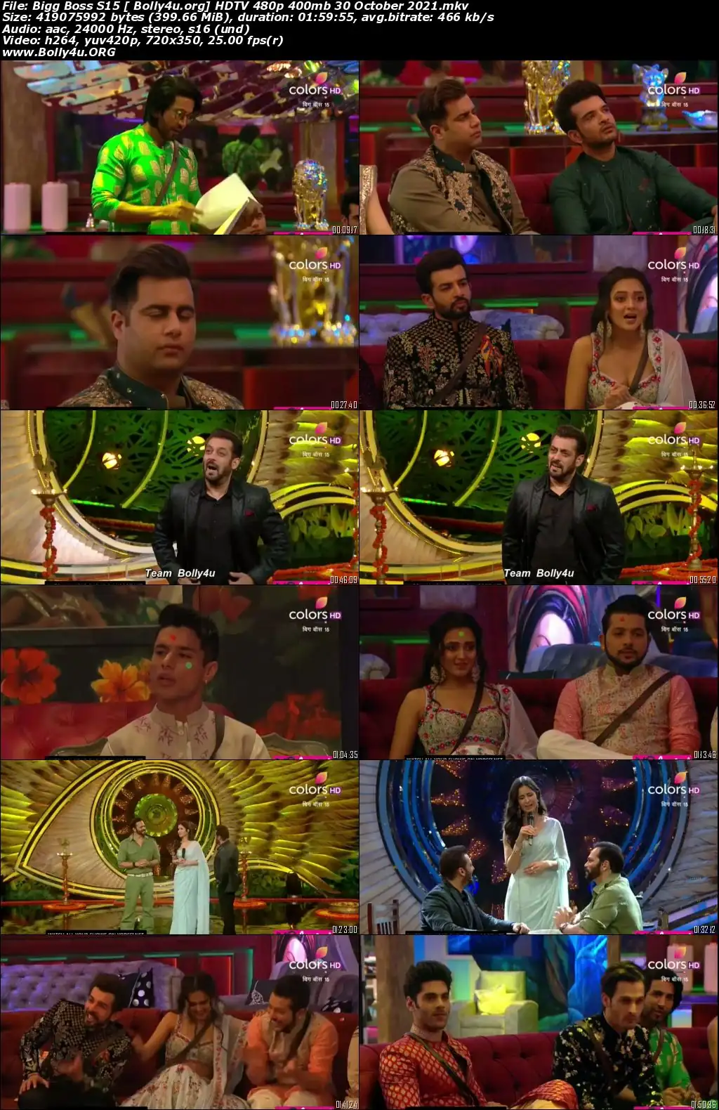 Bigg Boss S15 HDTV 480p 400mb 30 October 2021 Download