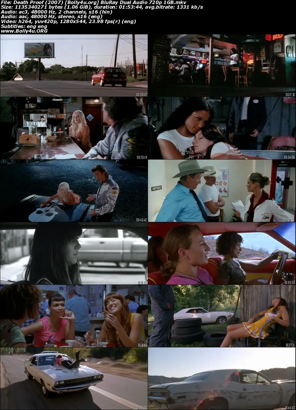 Death Proof 2007 BluRay Hindi Dual Audio Full Movie Download 720p  480p