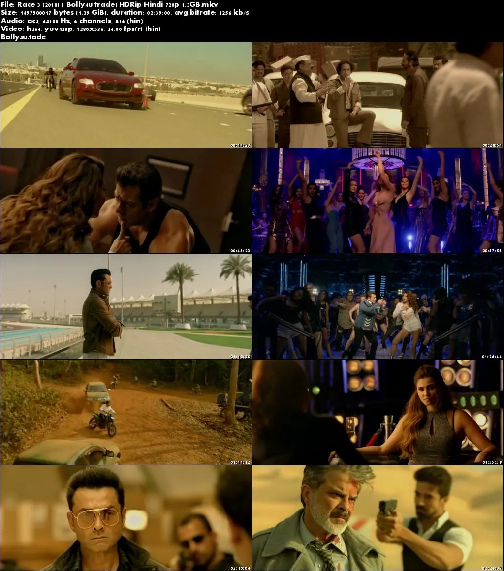 Race 3 2018 HDRip 450MB Full Hindi Movie Download 480p
