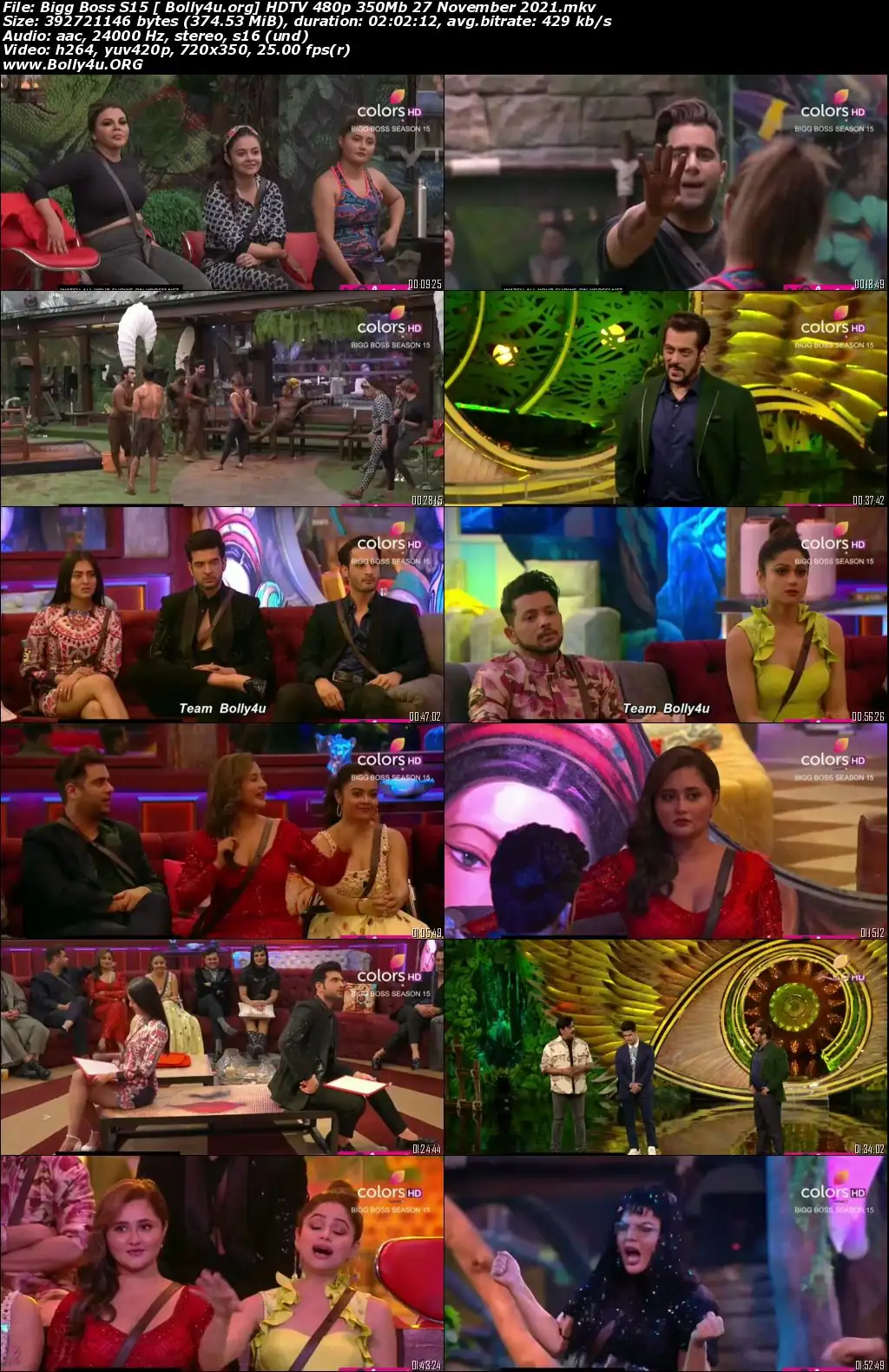 Bigg Boss S15 HDTV 480p 350Mb 27 November 2021 Download