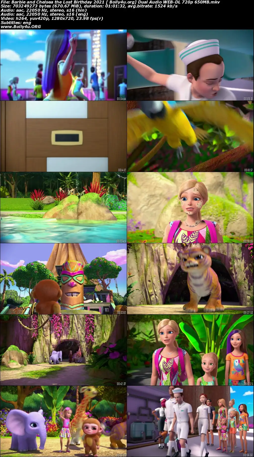 Barbie and Chelsea the Lost Birthday 2021 WEB-DL 650MB Hindi Dual Audio 720p Download