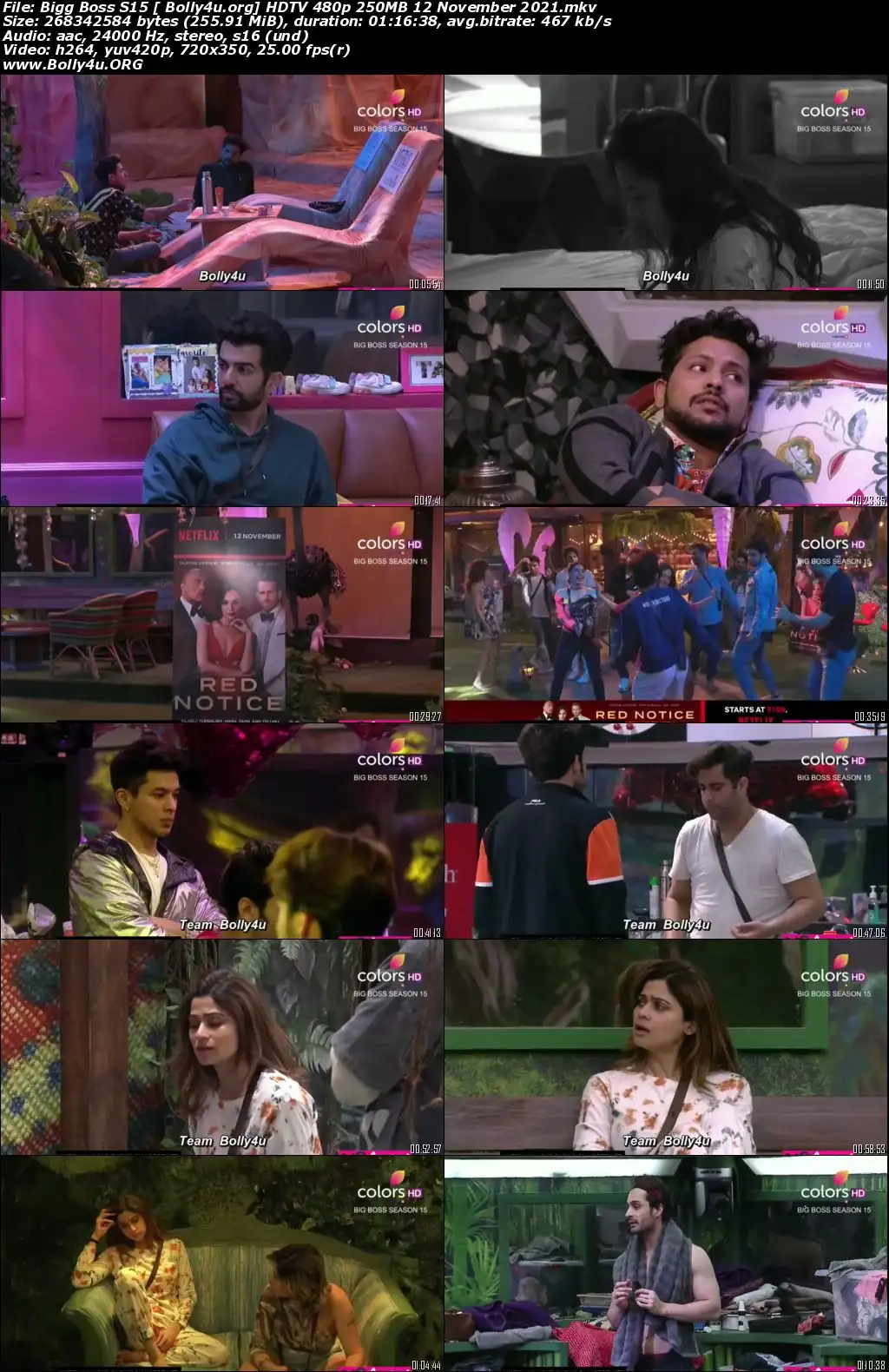 Bigg Boss S15 HDTV 480p 250MB 12 November 2021 Download
