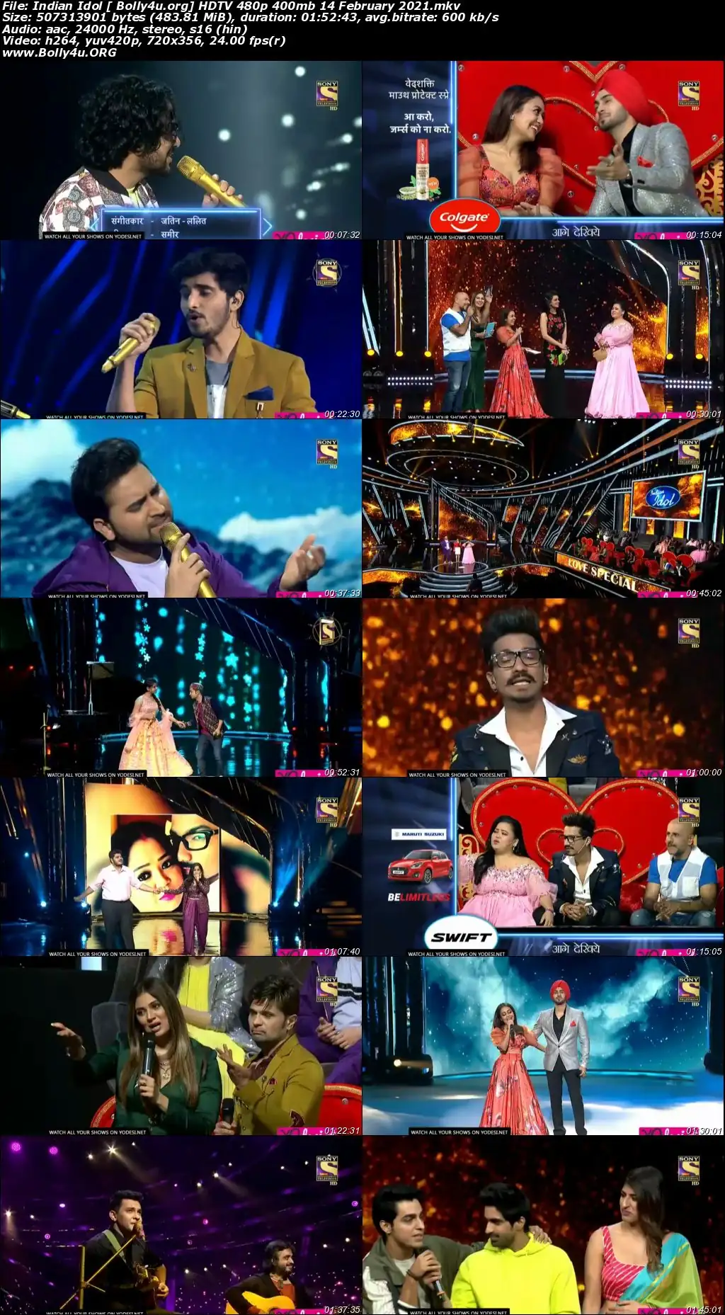 Indian Idol 2021 HDTV 480p 400mb 14 February 2021 Download