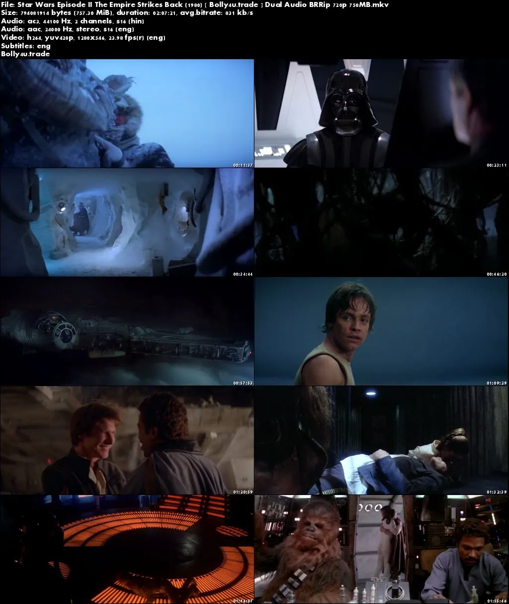 Star Wars Episode II The Empire Strikes Back 1980 BRRip 750MB Hindi Dual Audio 720p Download