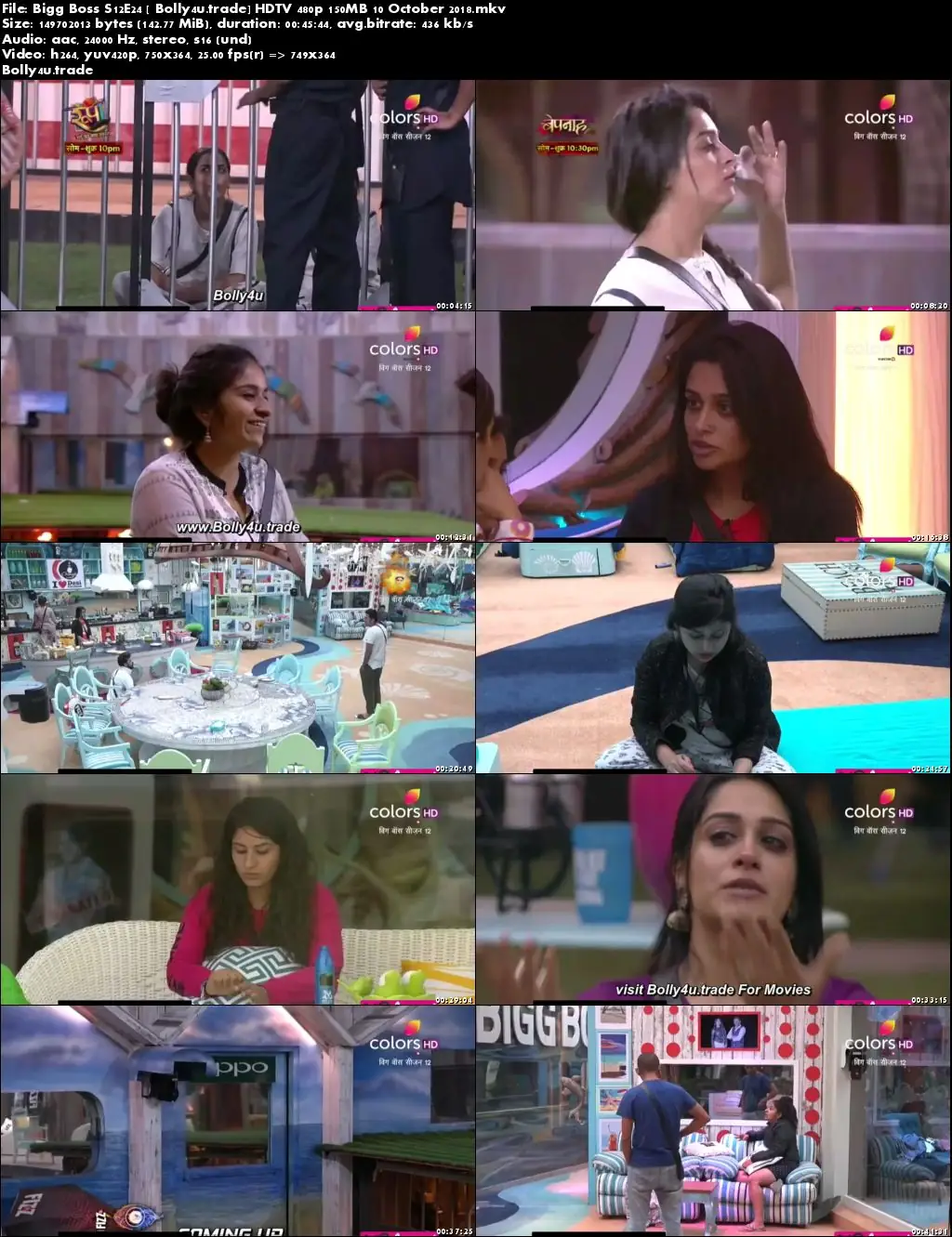 Bigg Boss S12E24 HDTV 480p 140MB 10 October 2018 Download