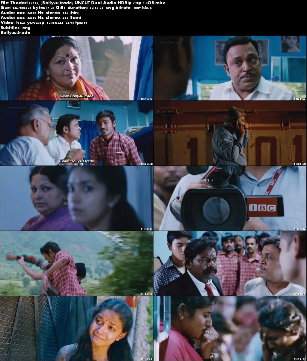 Thodari 2016 HDRip UNCUT 500MB Hindi Dubbed Dual Audio 480p Download