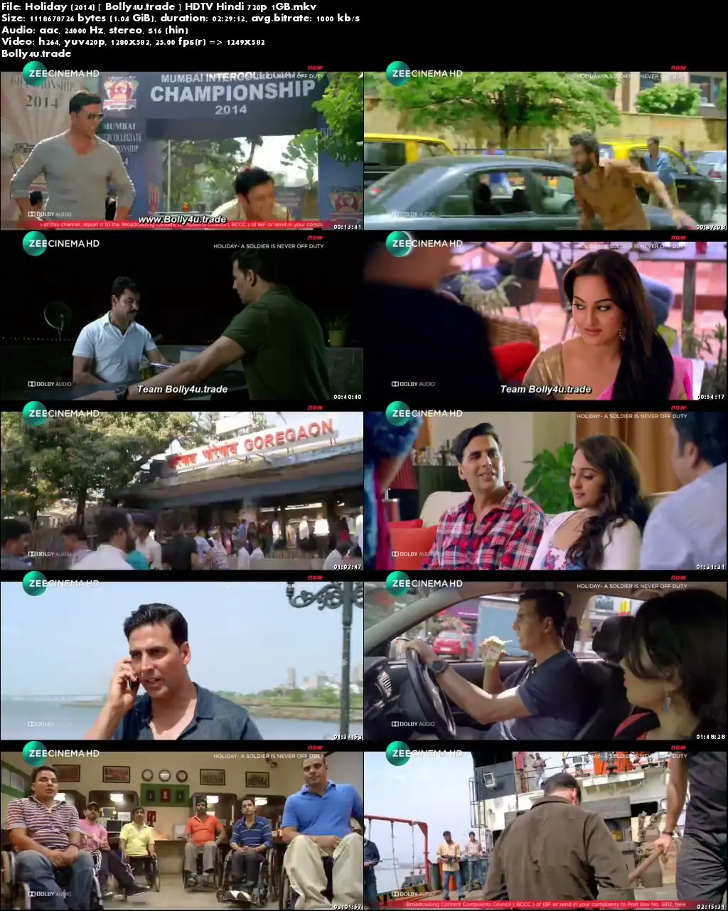 Holiday 2014 HDTV 400Mb Full Hindi Movie Download 480p
