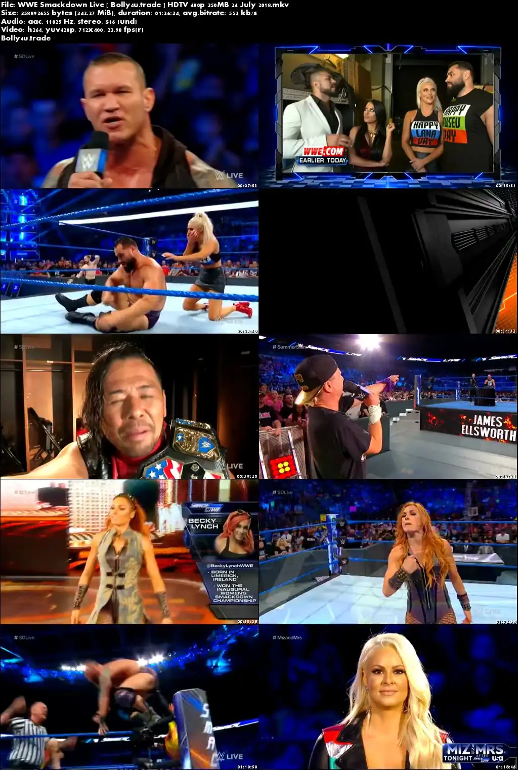 WWE Smackdown Live HDTV 480p 350MB 24 July 2018 Download