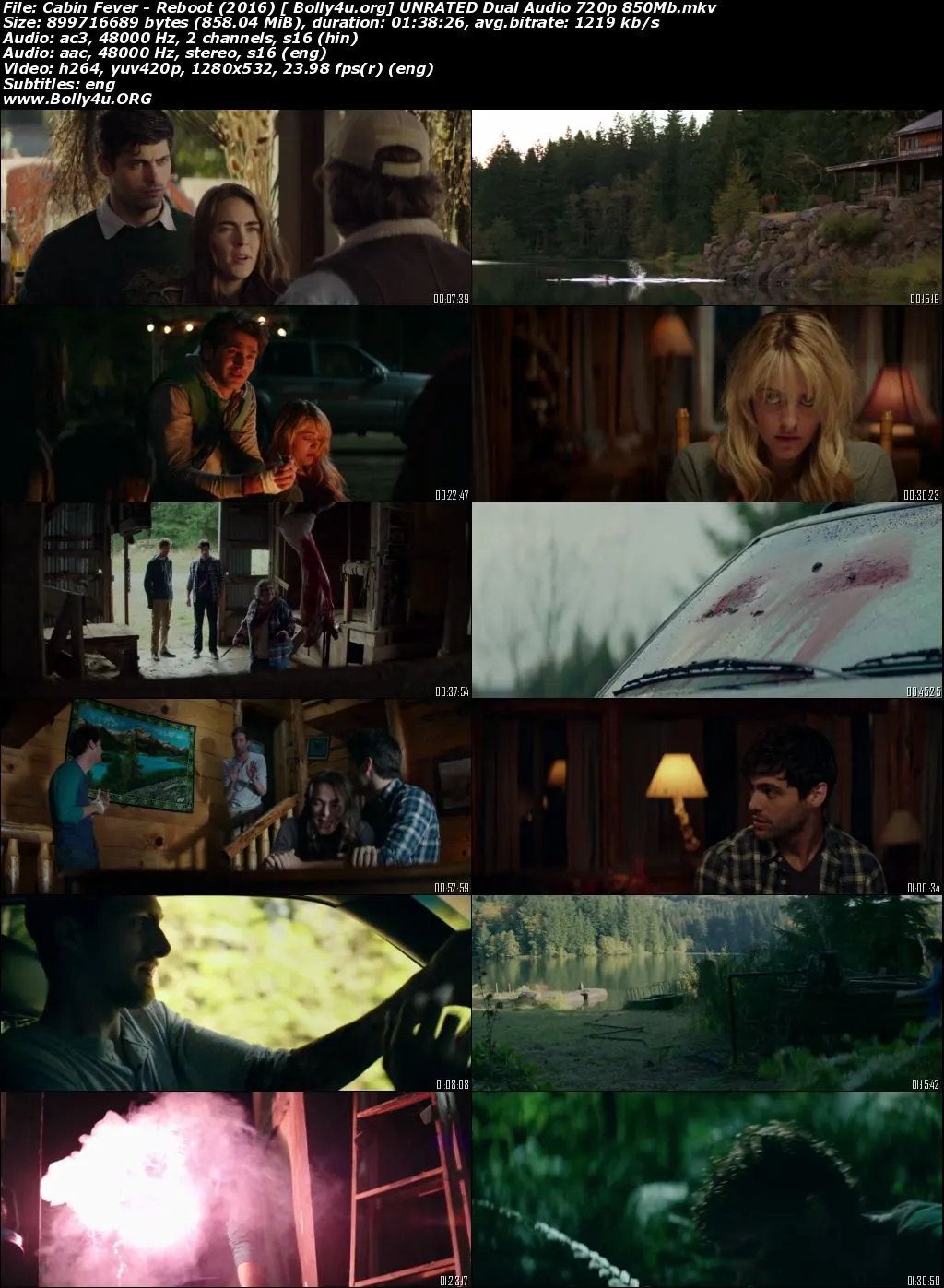 Cabin Fever Reboot 2016 BluRay 850Mb UNRATED Hindi Dual Audio 720p Download