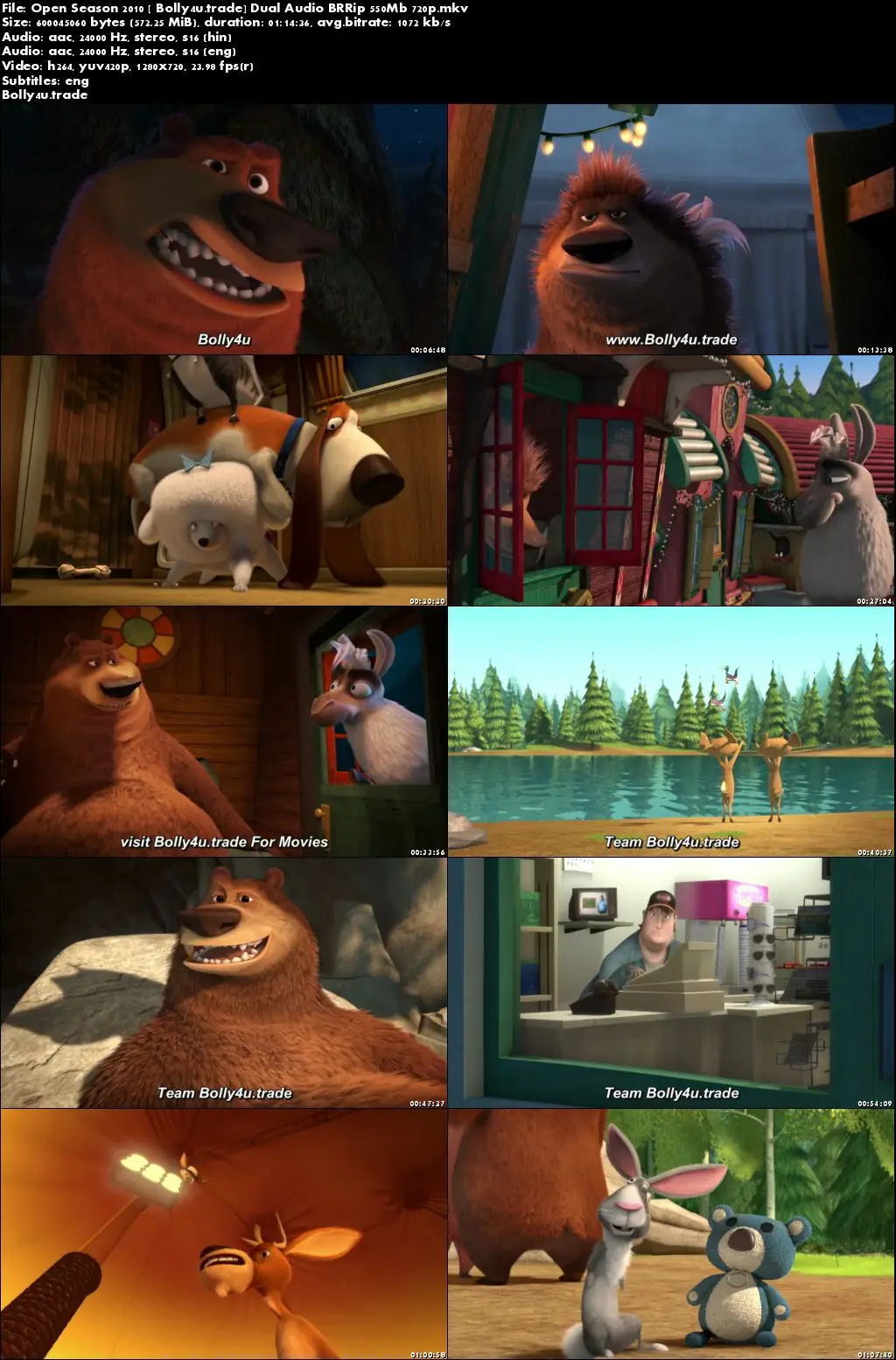 Open Season 2010 BRRip 550Mb Hindi Dual Audio 720p Download