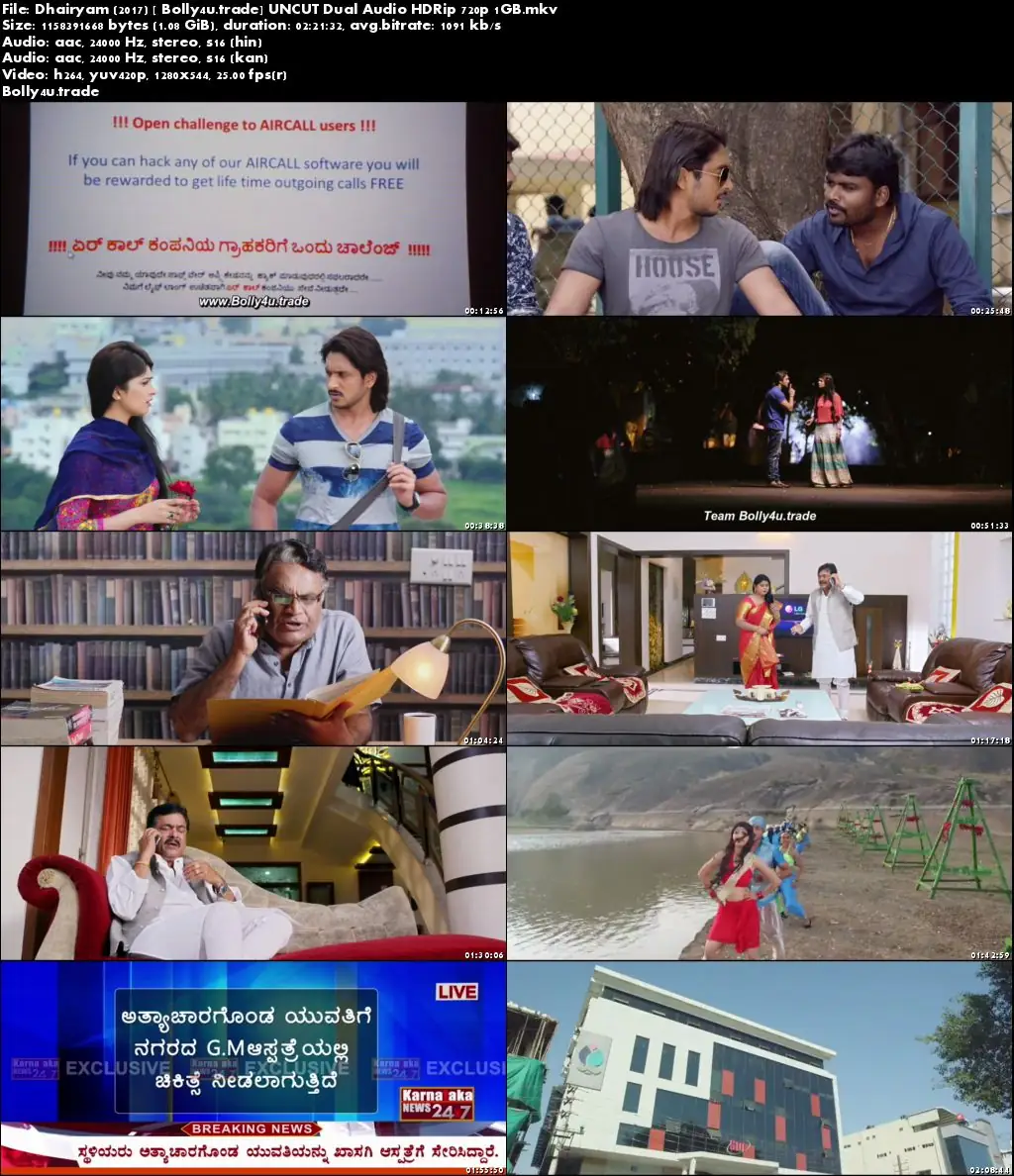 Dhairyam 2017 HDRip 450MB UNCUT Hindi Dubbed Dual Audio 480p Download