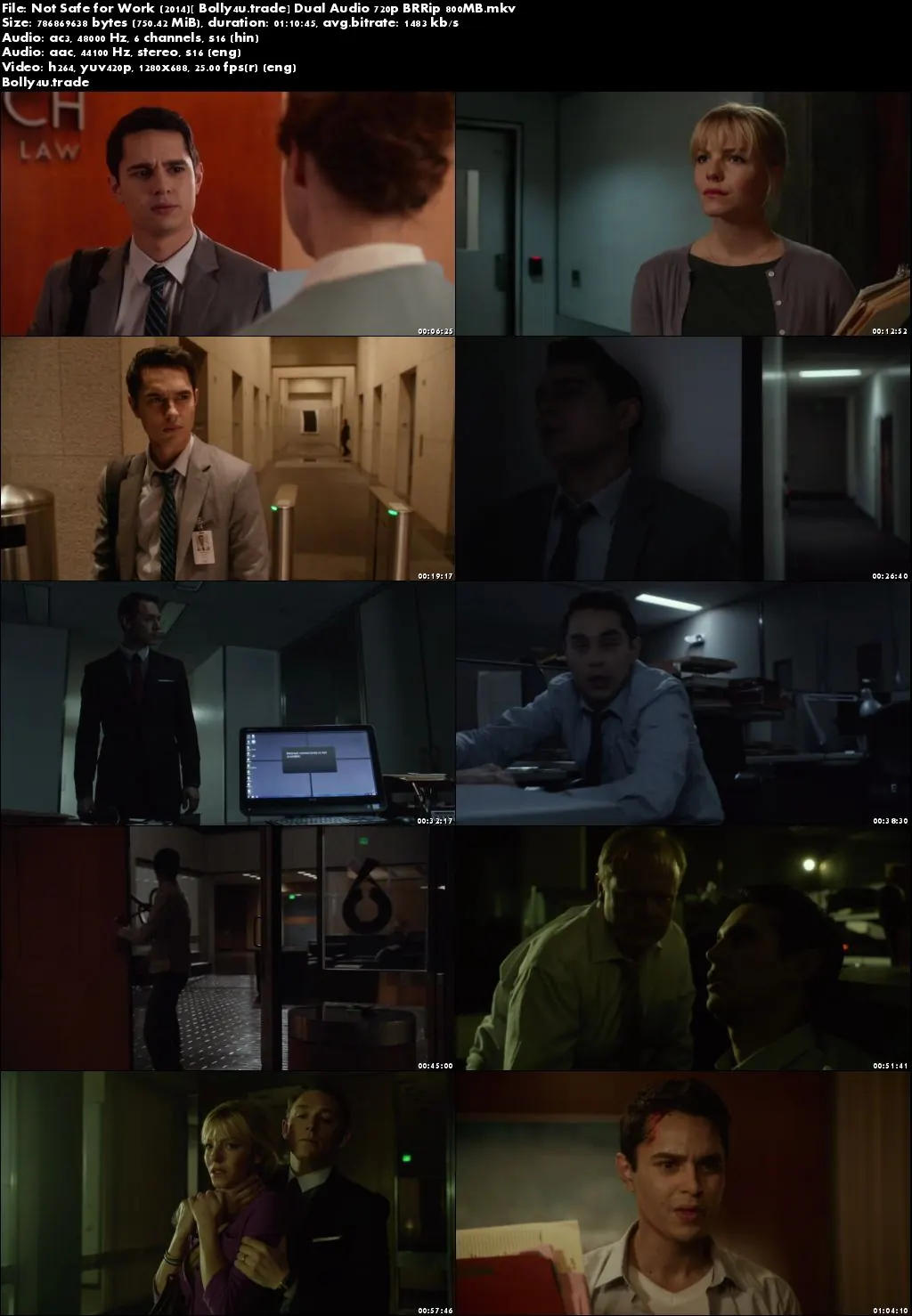 Not Safe for Work 2014 UNRATED BluRay 750Mb Hindi Dual Audio 720p Download