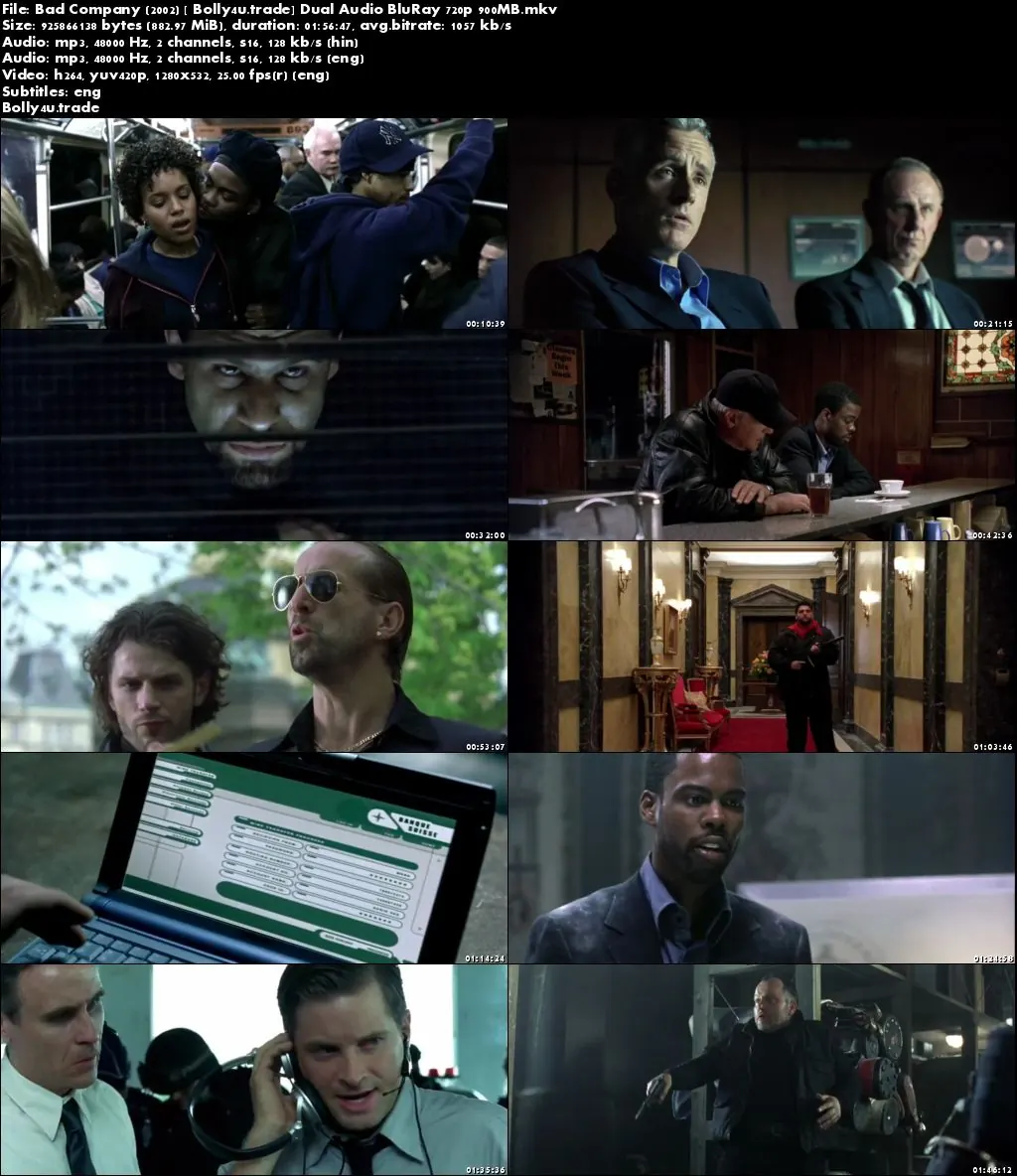 Bad Company 2002 BRRip 300Mb Hindi Dual Audio 480p Download