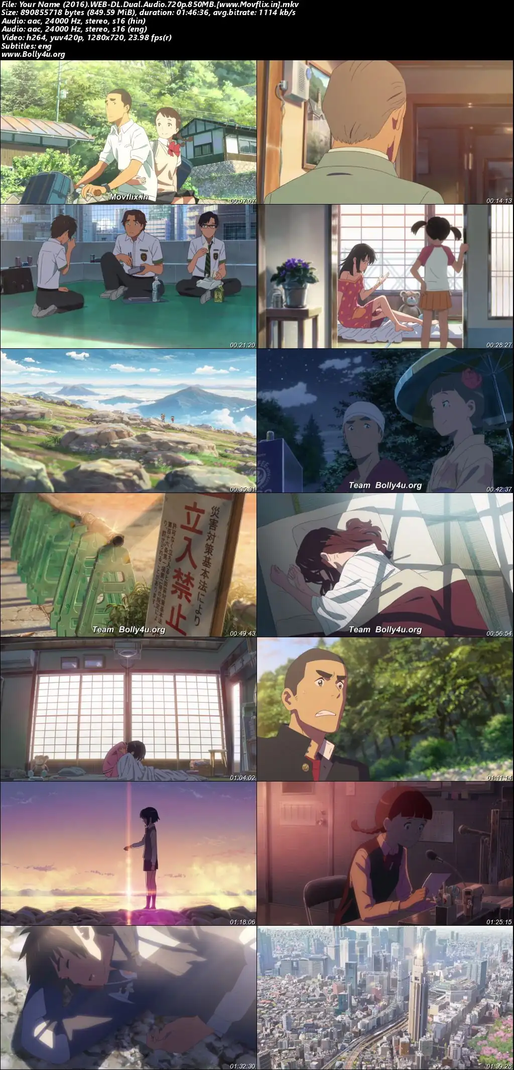 Your Name 2016 WEB-DL Hindi Dual Audio ORG Full Movie Download 1080p  720p  480p