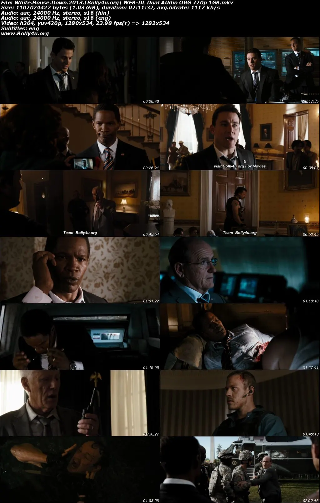 White House Down 2013 BluRay Hindi Dual Audio ORG Full Movie Download 1080p  720p  480p
