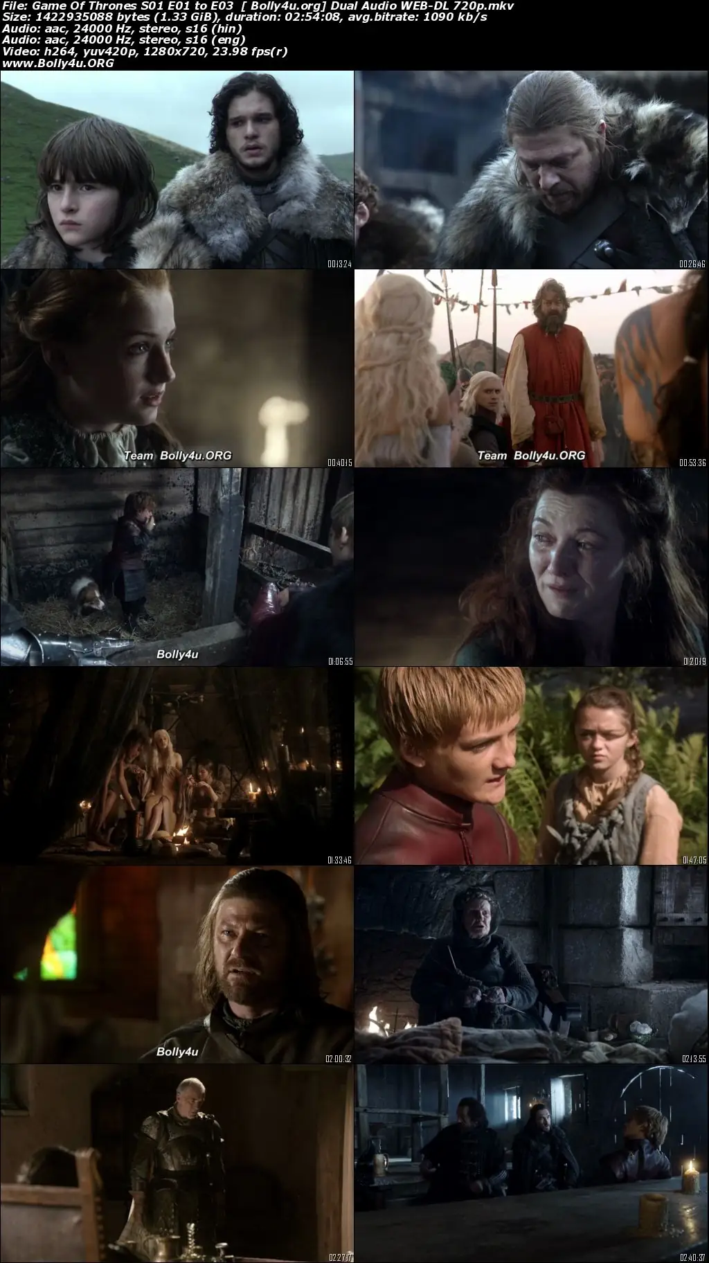 Game Of Thrones 2011 WEB-DL 4.2Gb Hindi Dual Audio S01 Download 720p