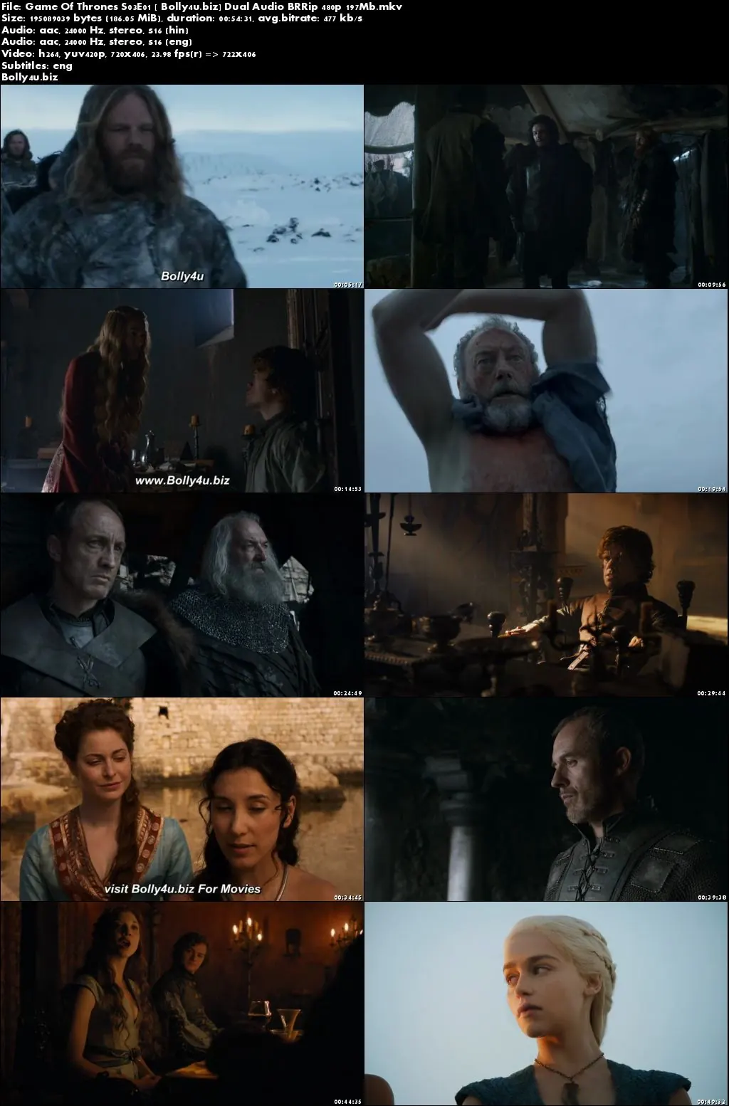 Game Of Thrones S03E01 BRRip 200MB Hindi Dual Audio 480p ESub Download