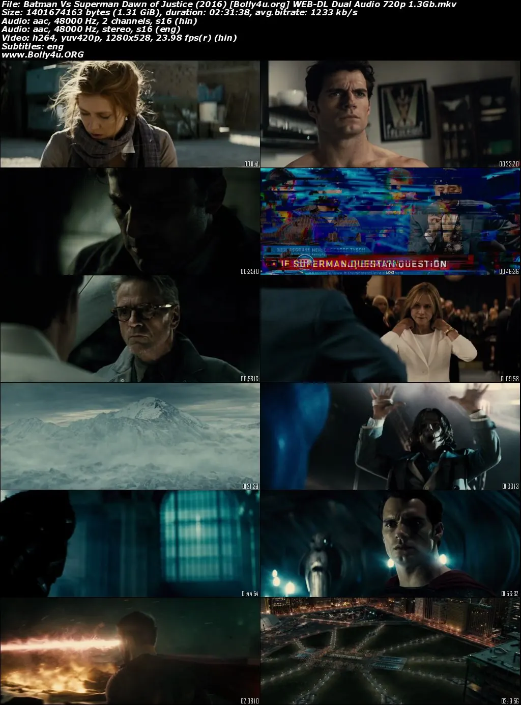 Batman Vs Superman Dawn of Justice 2016 WEB-DL Hindi Dual Audio Full Movie Download 720p  480p