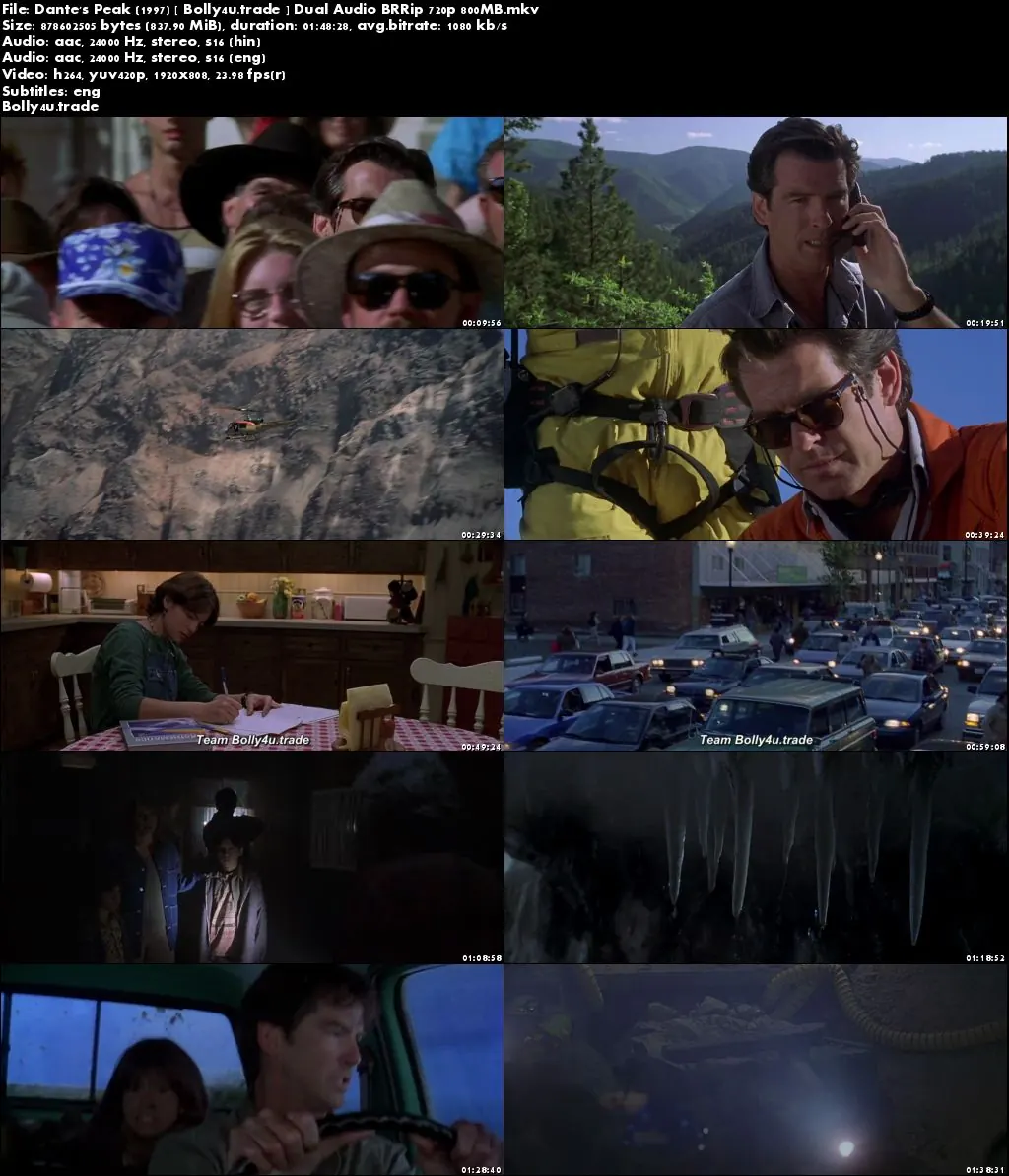 Dantes Peak 1997 BRRip 350MB Hindi Dual Audio 480p Download