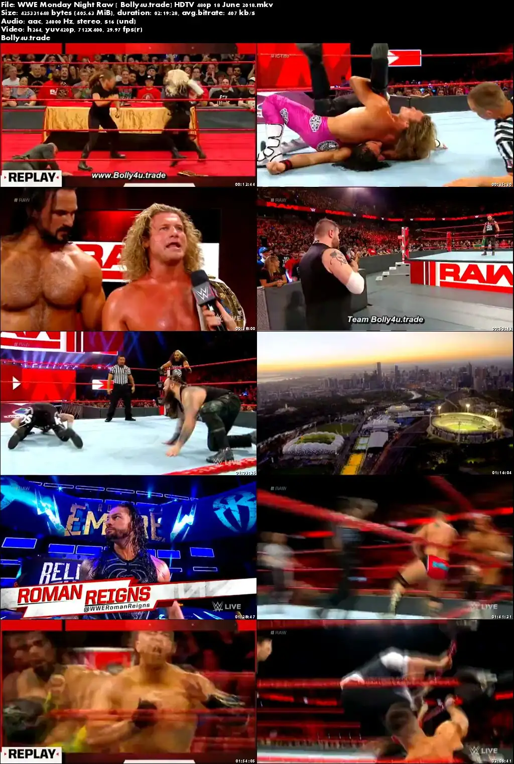WWE Monday Night Raw HDTV 480p 400Mb 18 June 2018 Download