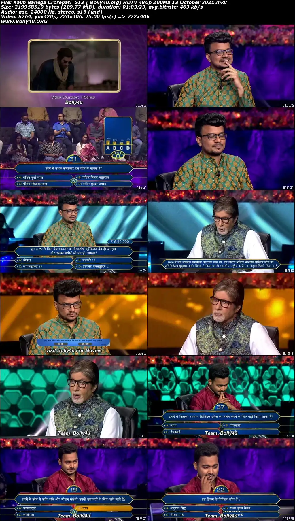 Kaun Banega Crorepati S13 HDTV 480p 200Mb 13 October 2021 Download
