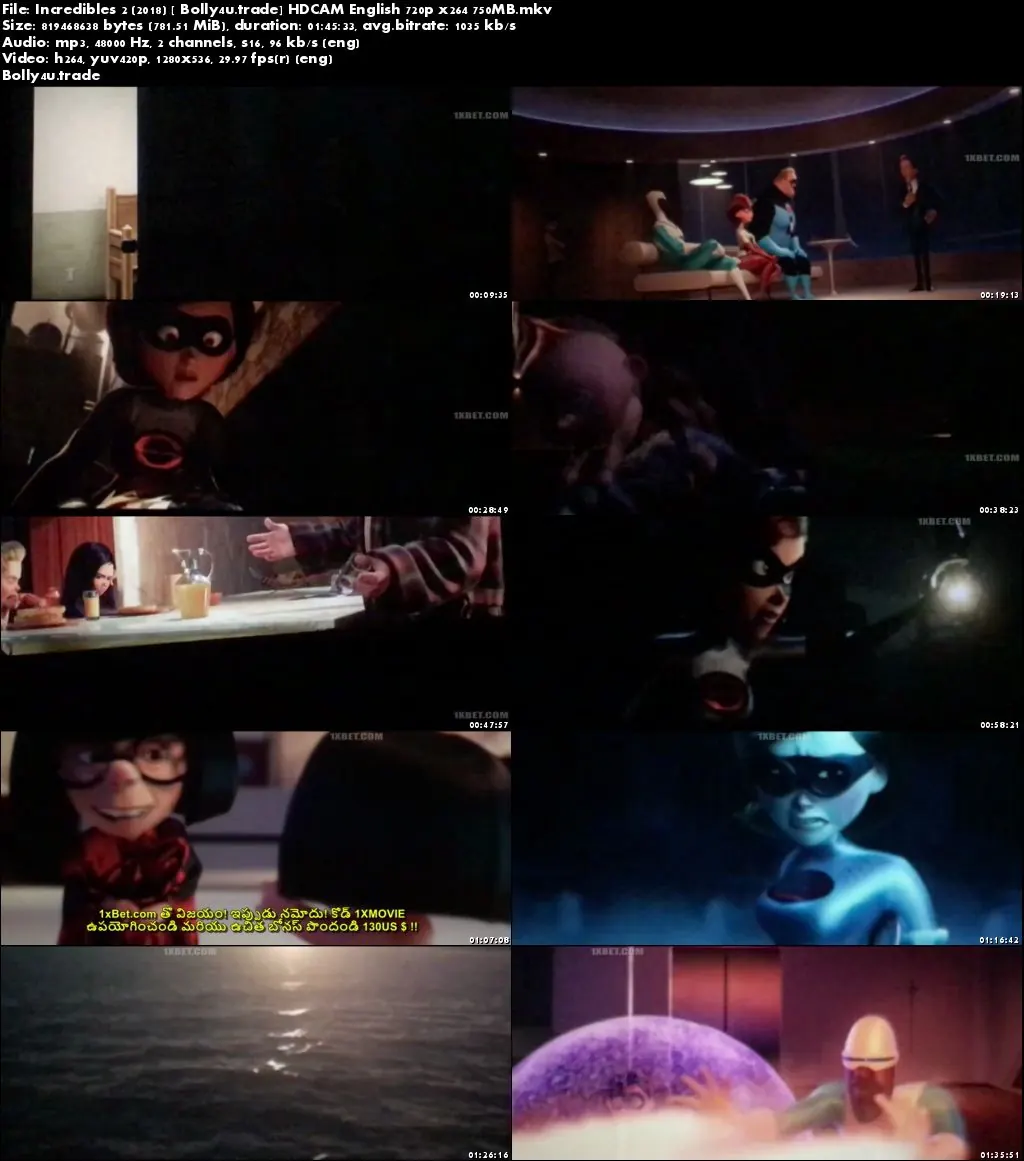 Incredibles 2 2018 HDCAM 300MB English 480p Download