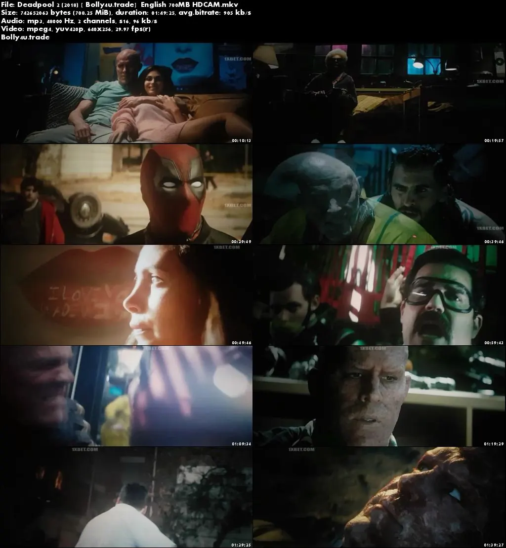 Deadpool 2 2018 HDCAM 700MB English x264 Download