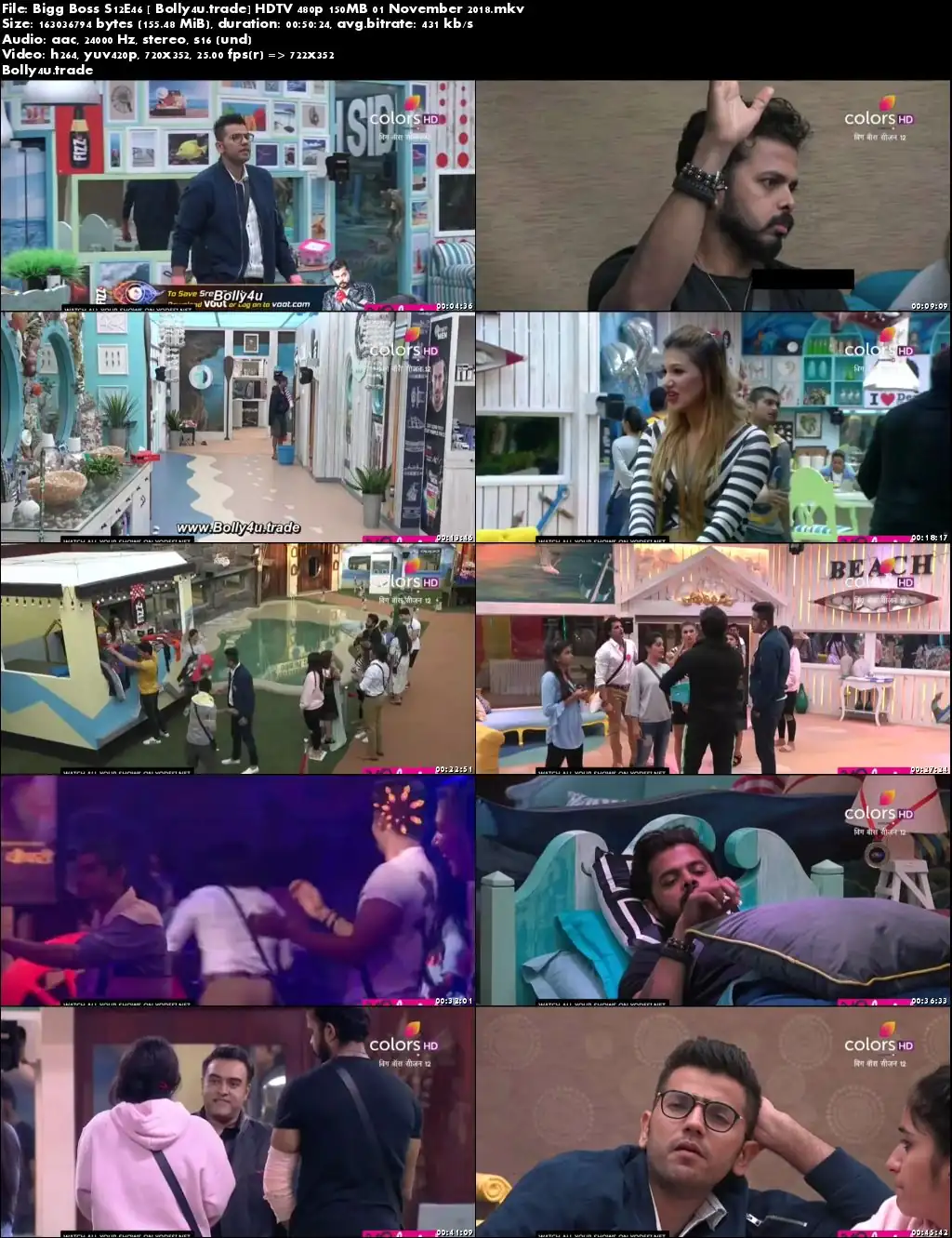 Bigg Boss S12E46 HDTV 480p 150MB 01 November 2018 Download