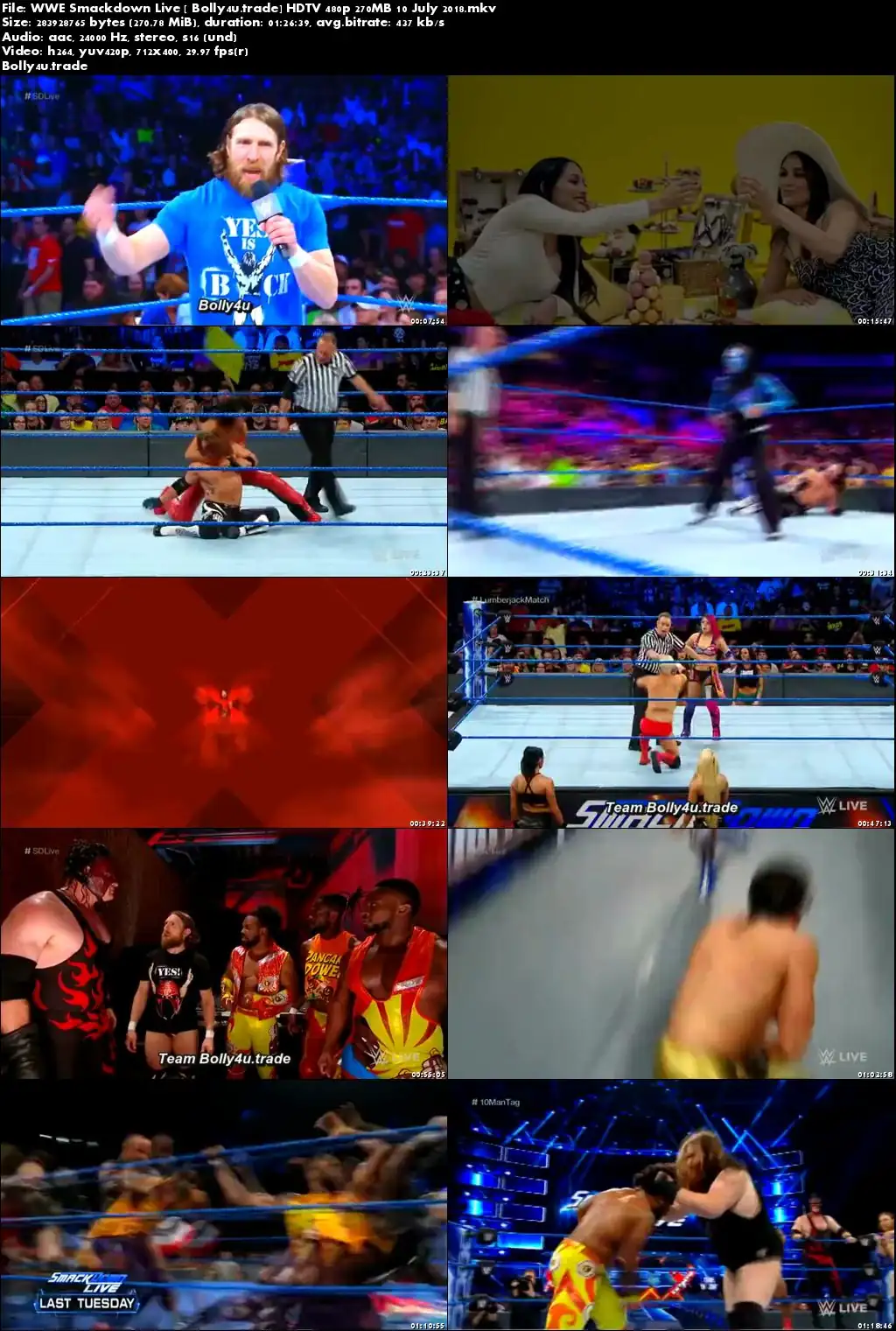 WWE Smackdown Live HDTV 480p 270MB 10 July 2018 Download