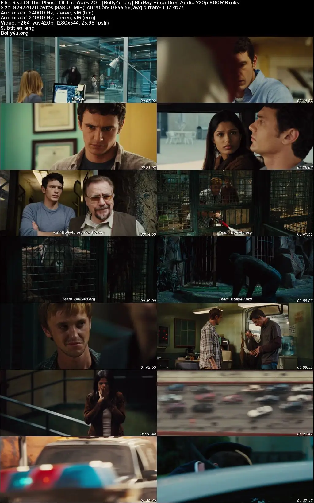 Rise Of The Planet Of The Apes 2011 BluRay Hindi Dual Audio ORG Full Movie Download 1080p  720p  480p