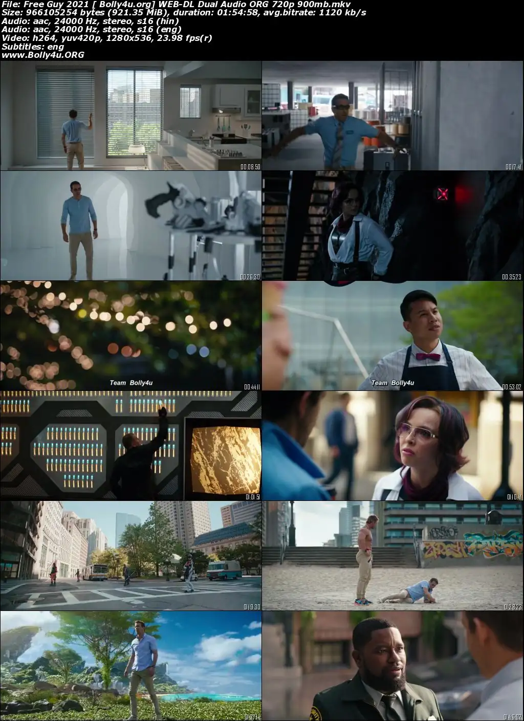 Free Guy 2021 WEB-DL 900Mb Hindi Dual Audio ORG 720p ESub Download