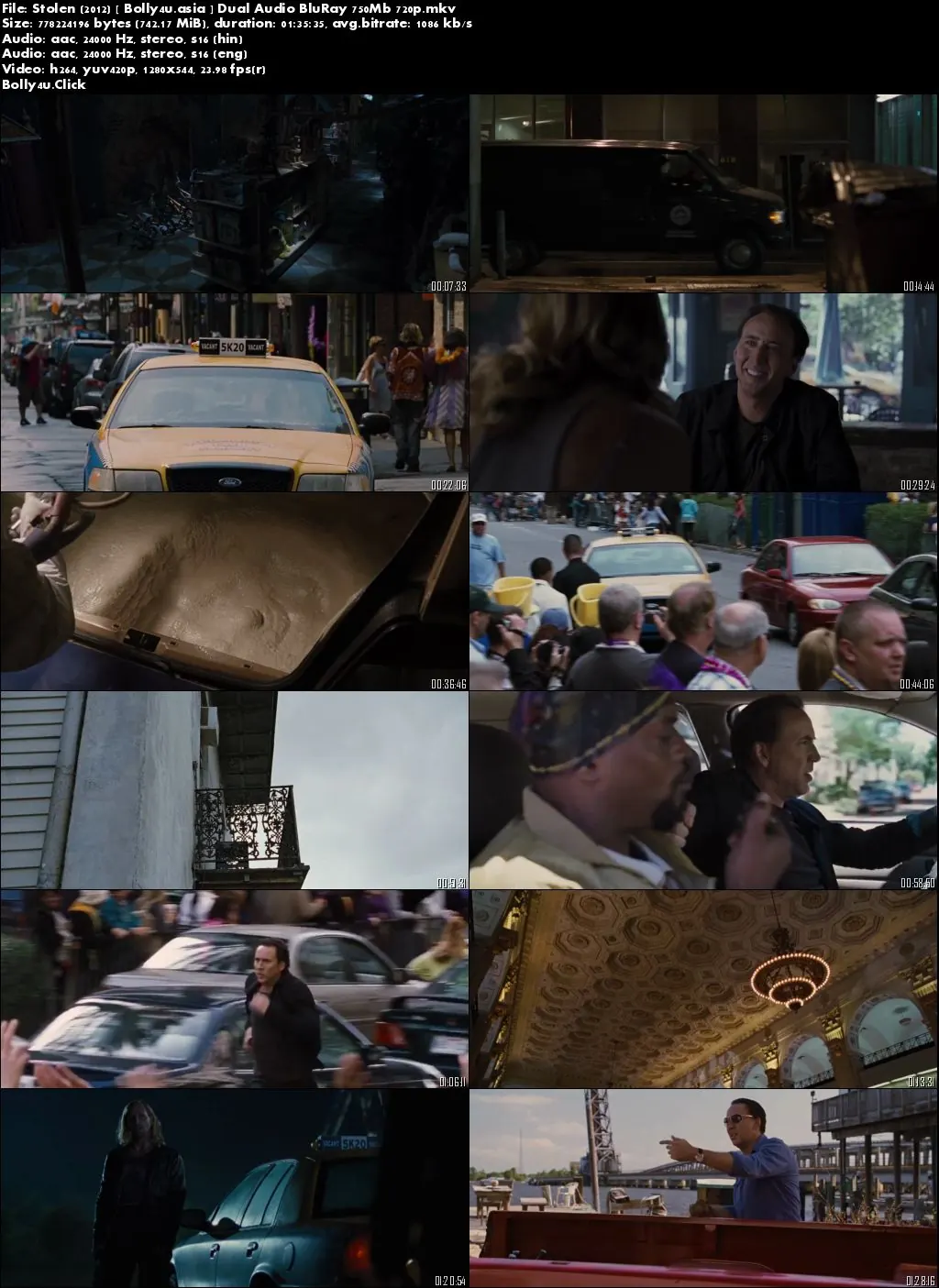 Stolen 2012 BluRay 750Mb Hindi Dual Audio 720p Download