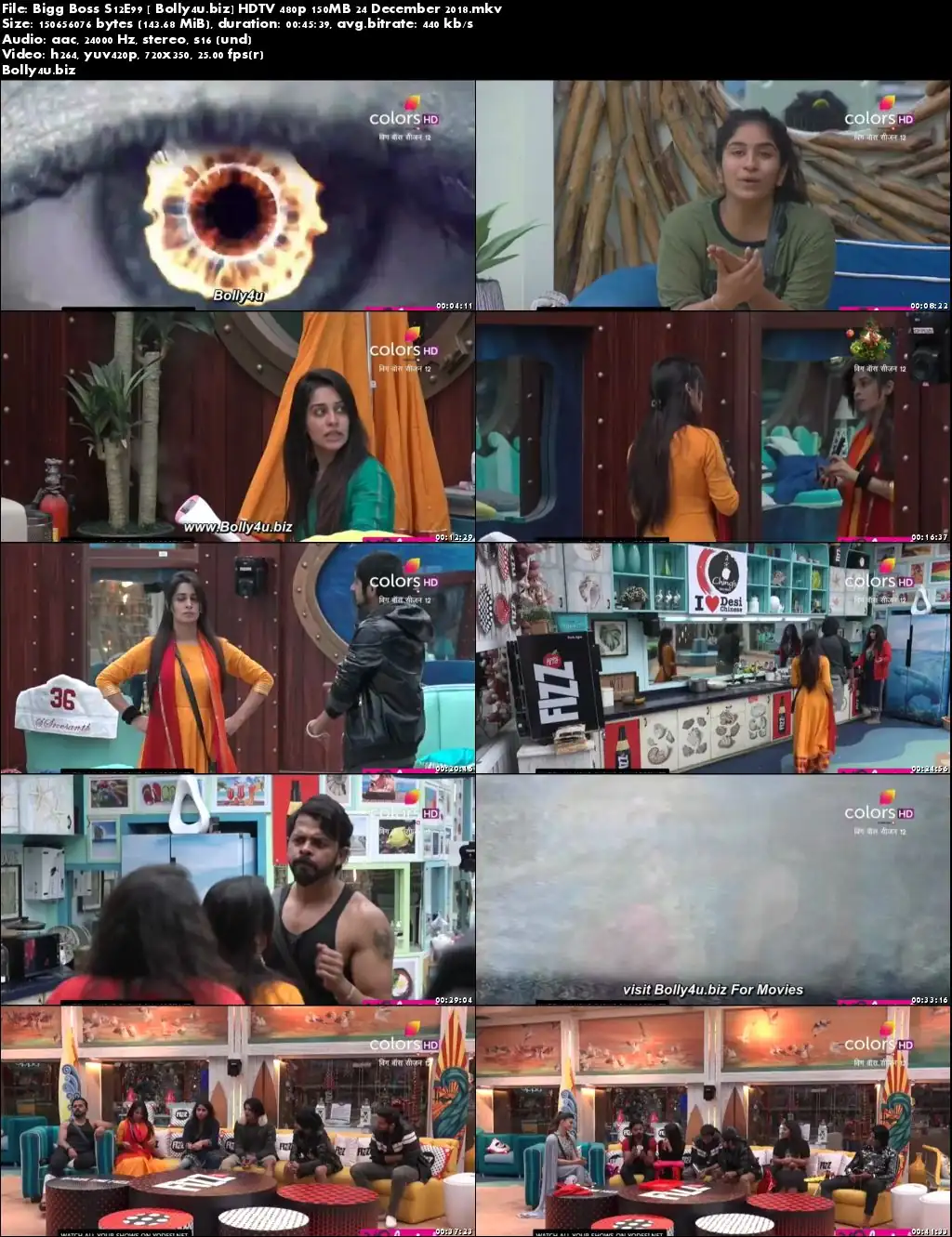 Bigg Boss S12E99 HDTV 480p 150MB 24 December 2018 Download