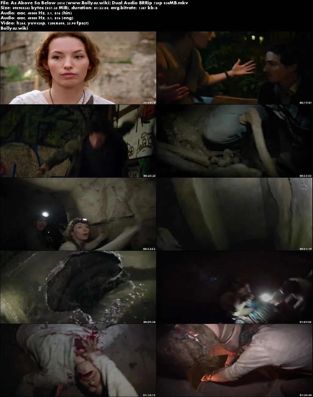 As Above So Below 2014 BRRip 850Mb Hindi Dual Audio 720p Download