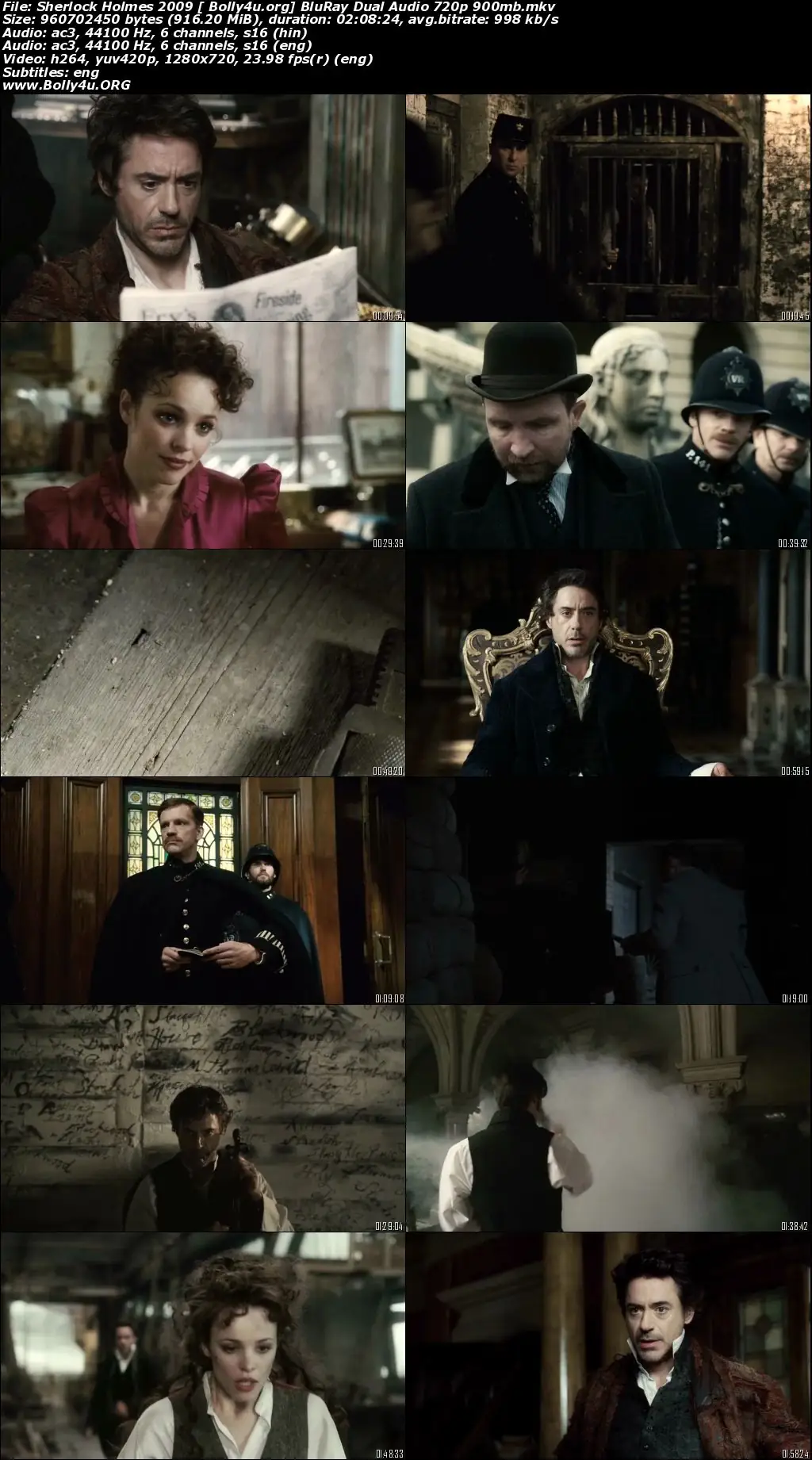 Sherlock Holmes 2009 BluRay 900Mb Hindi Dual Audio 720p Download