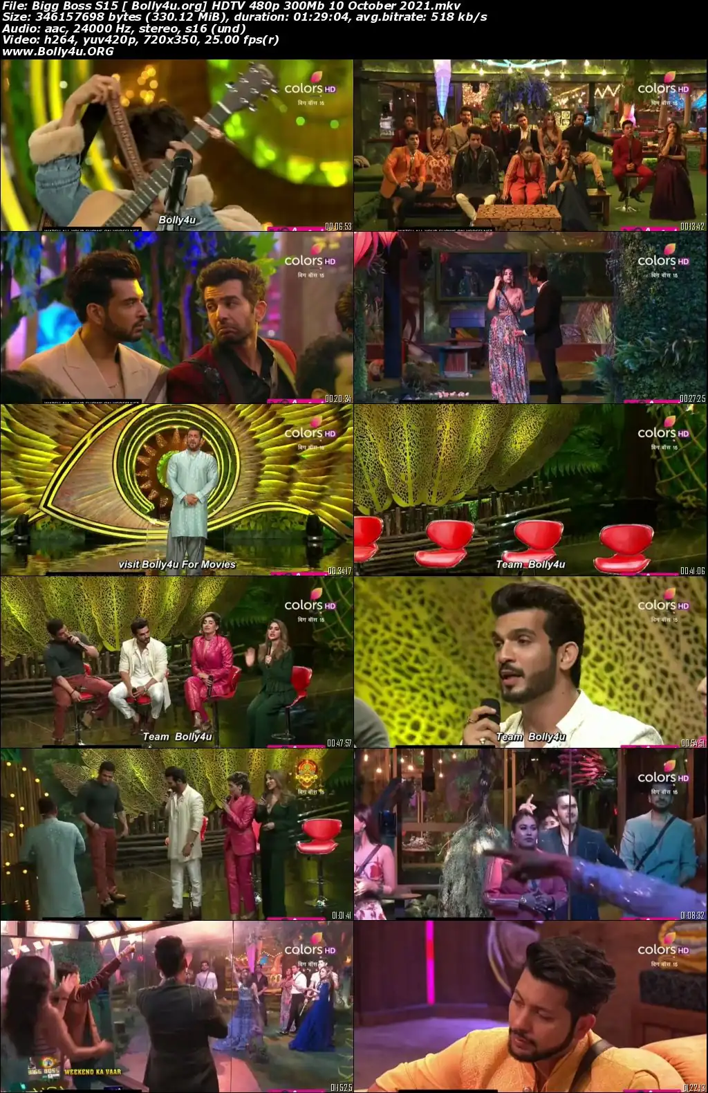 Bigg Boss S15 HDTV 480p 300Mb 10 October 2021 Download