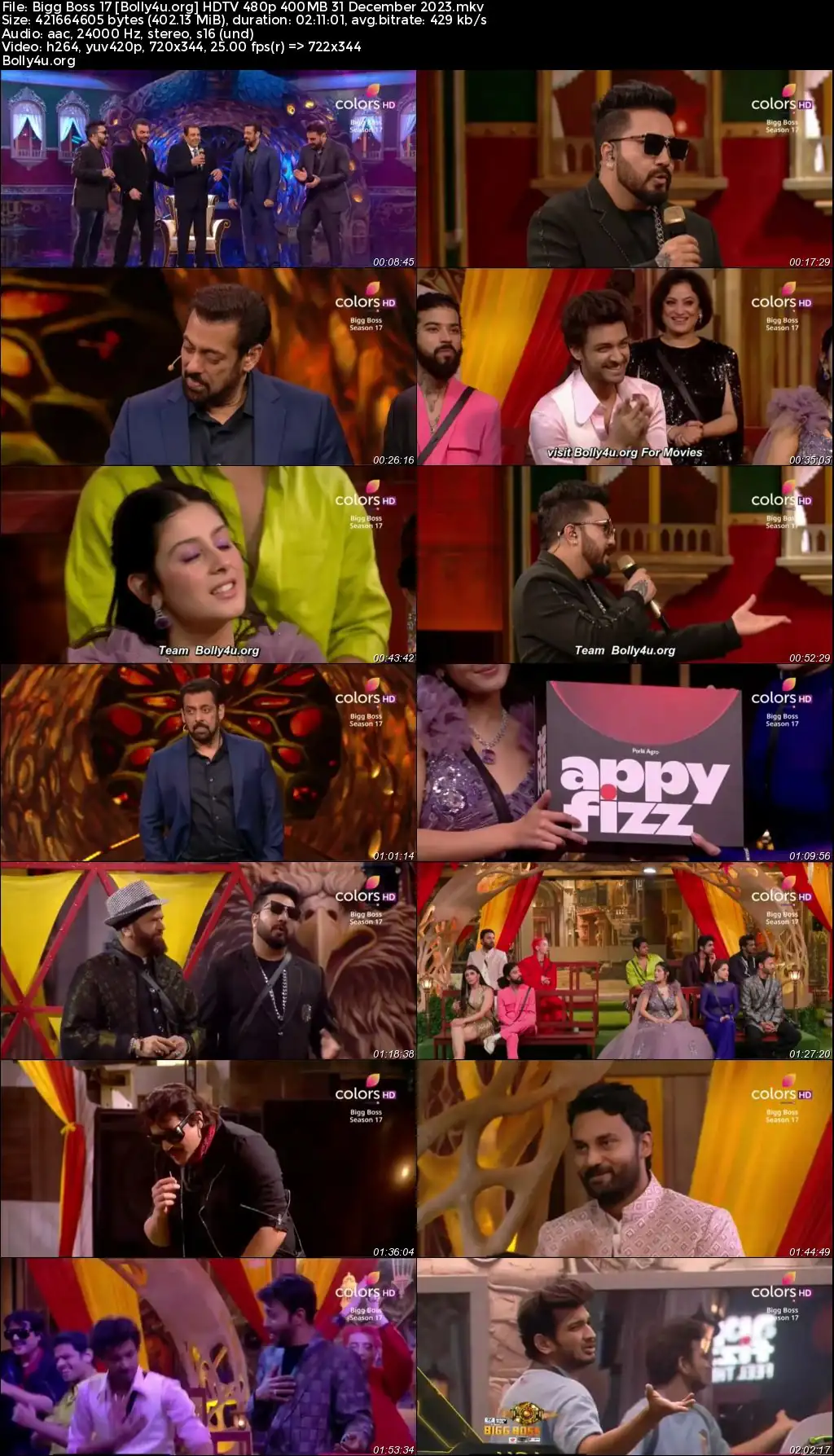 Bigg Boss 17 HDTV 480p 400MB 31 December 2023 Download