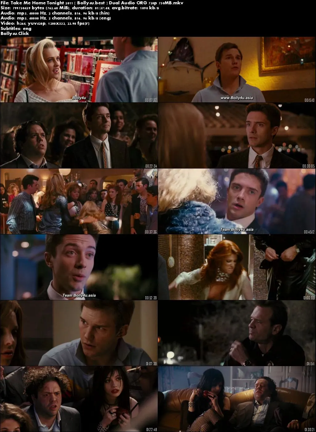 Take Me Home Tonight 2011 BluRay 300Mb Hindi Dual Audio ORG 480p Download