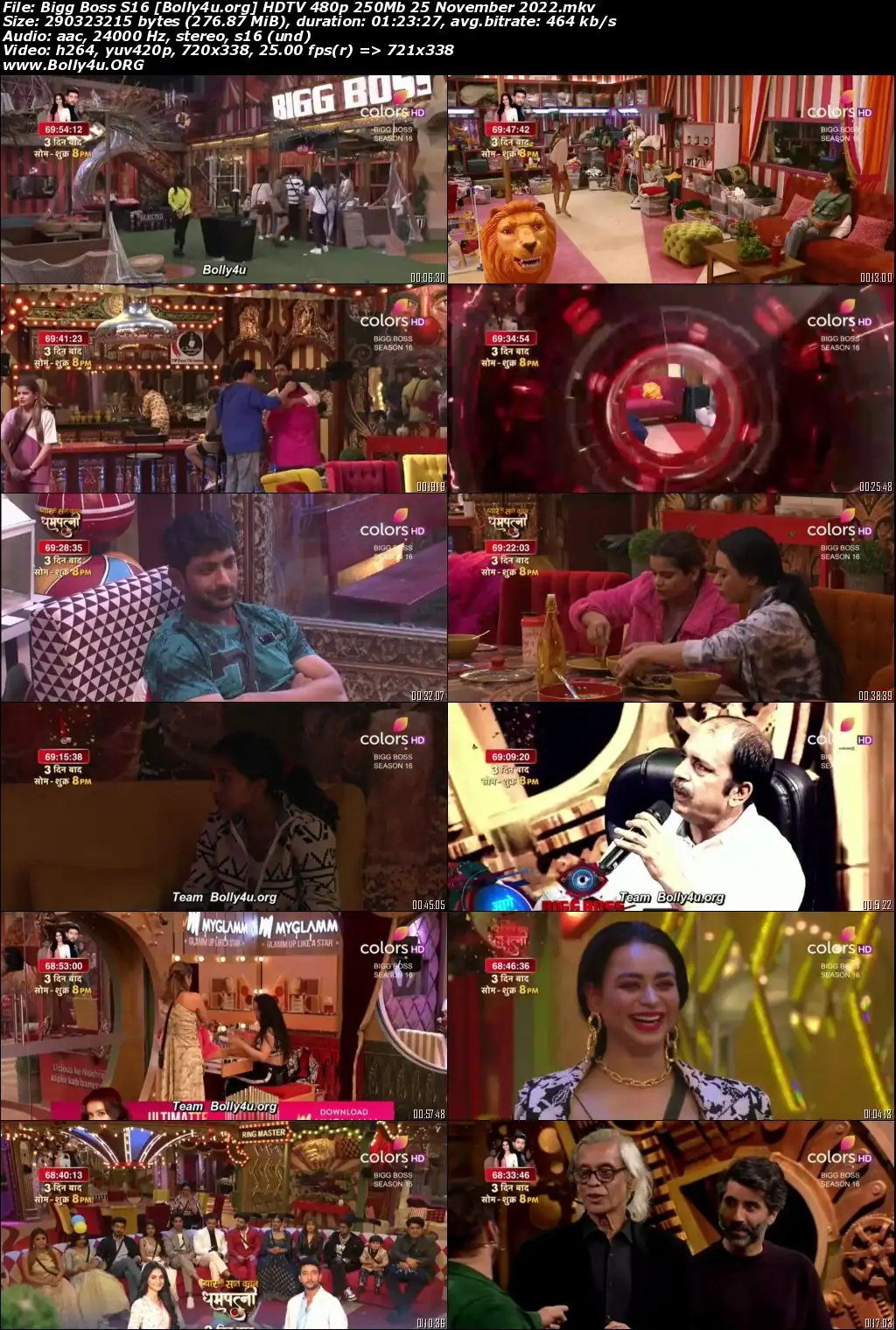 Bigg Boss S16 HDTV 480p 250Mb 25 November 2022 Download