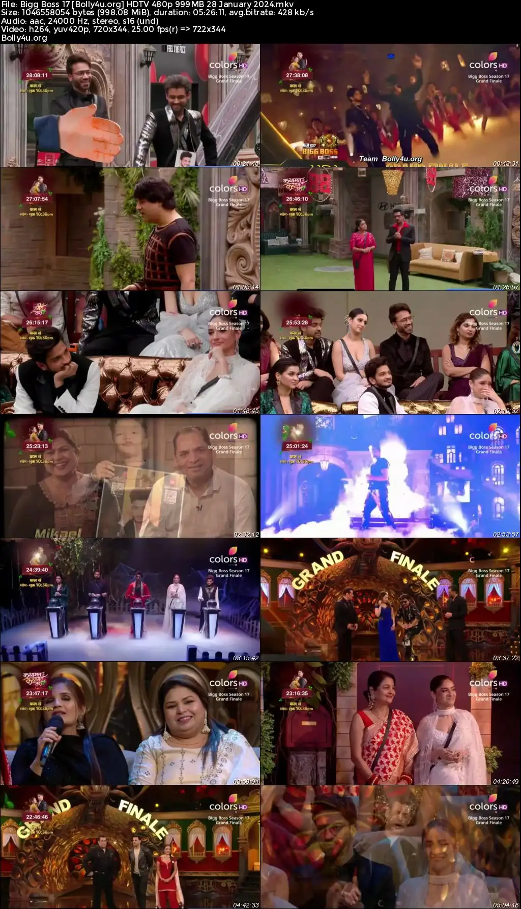 Bigg Boss 17 HDTV 480p 999MB Grand Finale 28 January 2024 Download