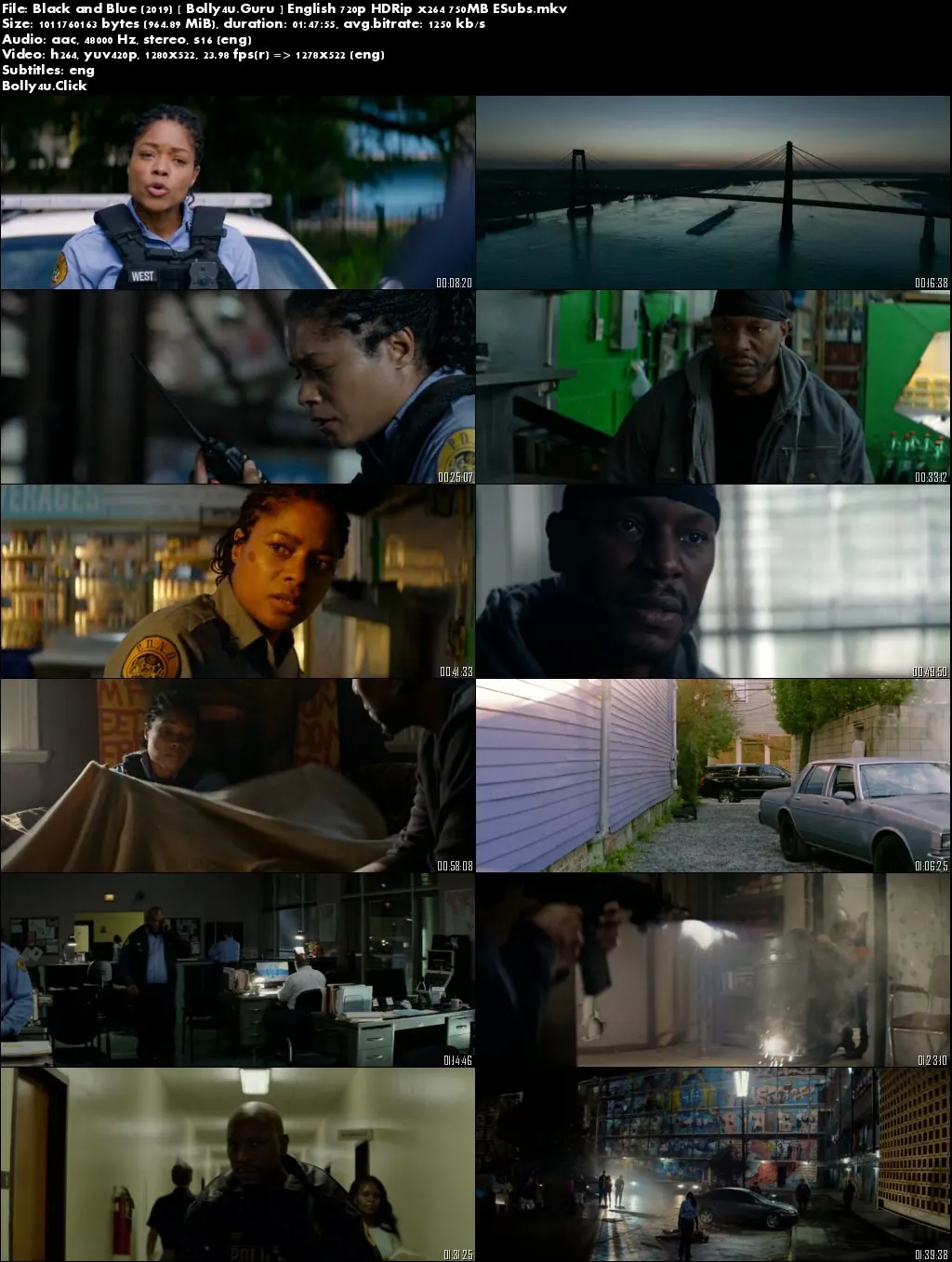Black and Blue 2019 HDRip 300MB English 480p ESub download