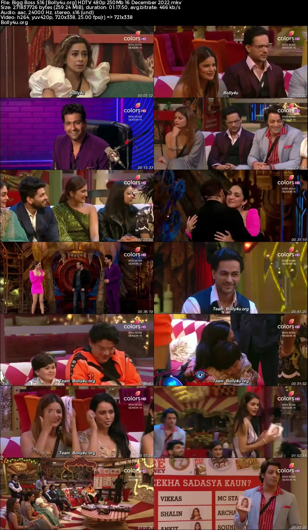 Bigg Boss S16 HDTV 480p 250Mb 16 December 2022 Download