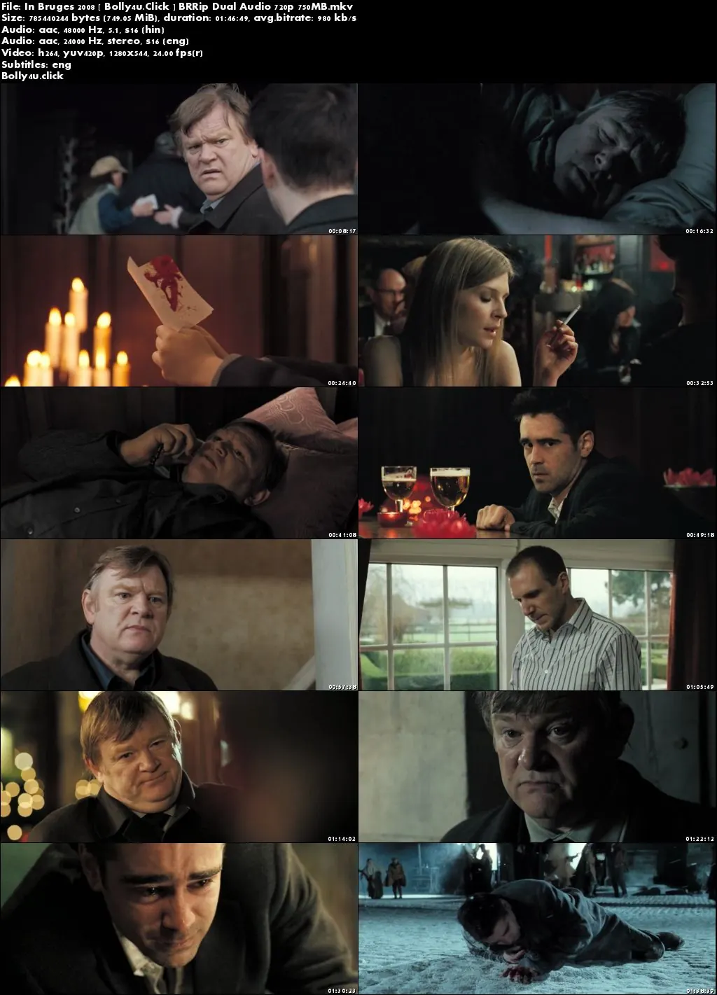 In Bruges 2008 BRRip 300Mb Hindi Dual Audio 480p Download