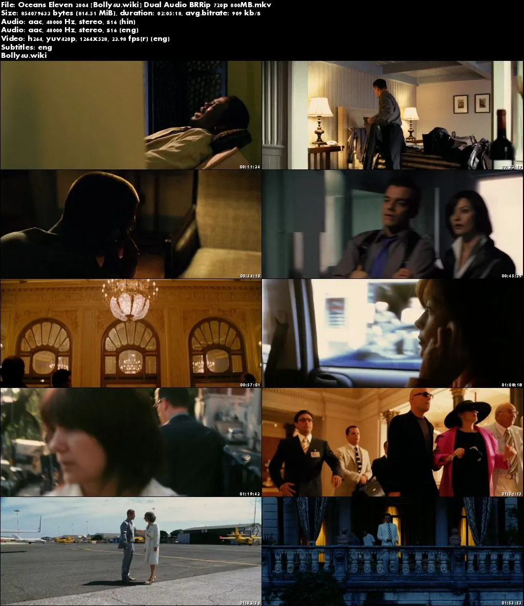 Oceans Eleven 2004 BRRip 800Mb Hindi Dual Audio 720p Download