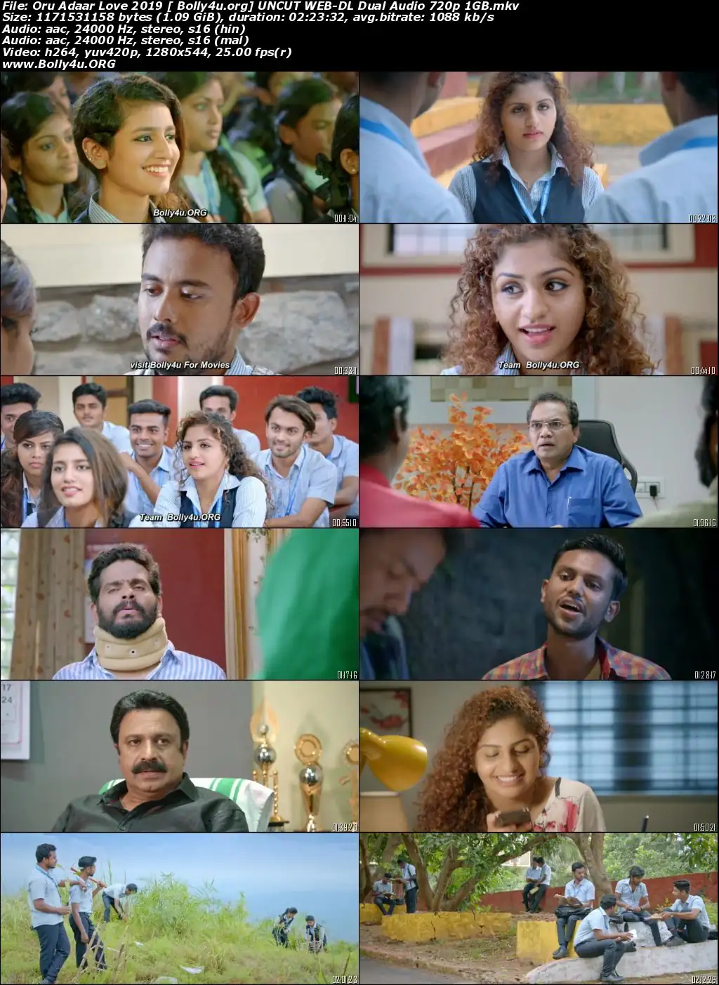 Oru Adaar Love 2019 WEB-DL 450MB UNCUT Hindi Dual Audio 480p Download