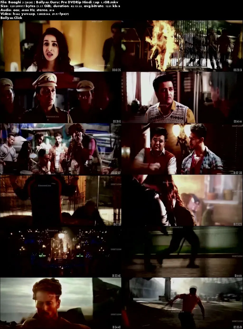 Baaghi 3 2020 Pre DVDRip 1.1GB Full Hindi Movie Download 720p