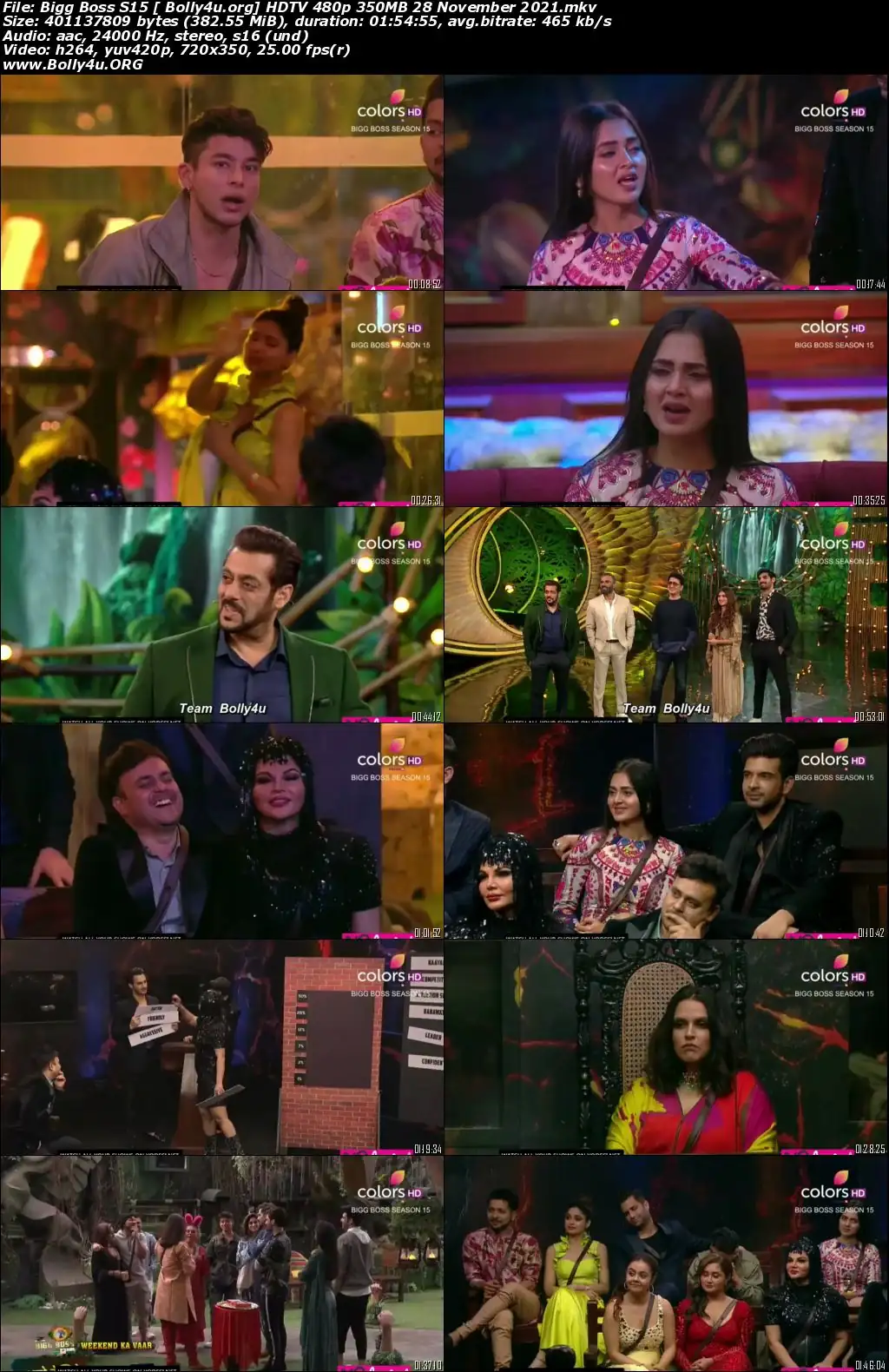 Bigg Boss S15 HDTV 480p 350MB 28 November 2021 Download