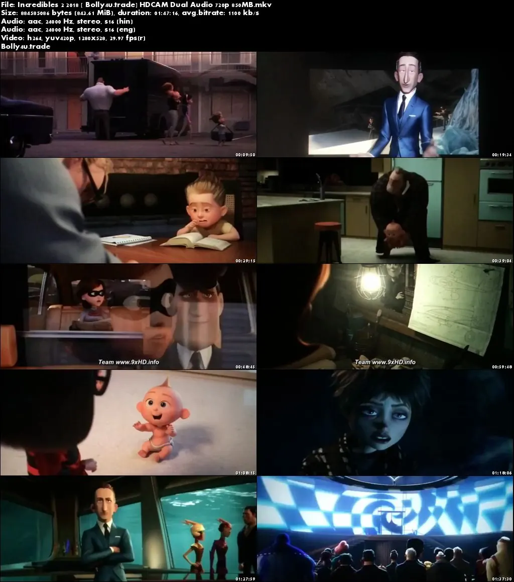 Incredibles 2 2018 HDCAM 350Mb Hindi Dual Audio 480p Download