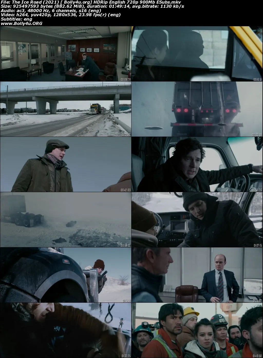 The Ice Road 2021 HDRip 350Mb English 480p ESub Download