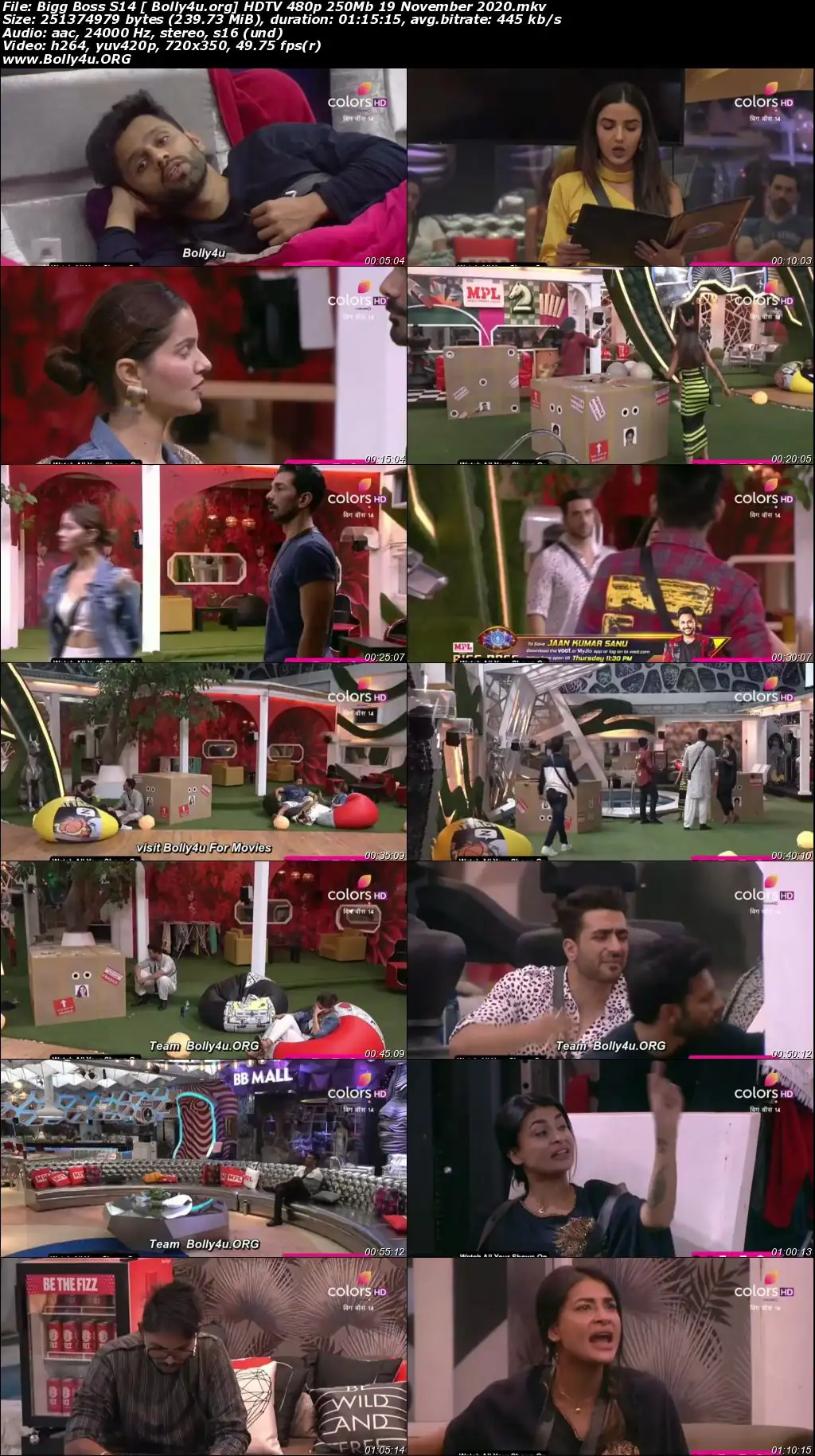 Bigg Boss S14 HDTV 480p 250Mb 19 November 2020 Download